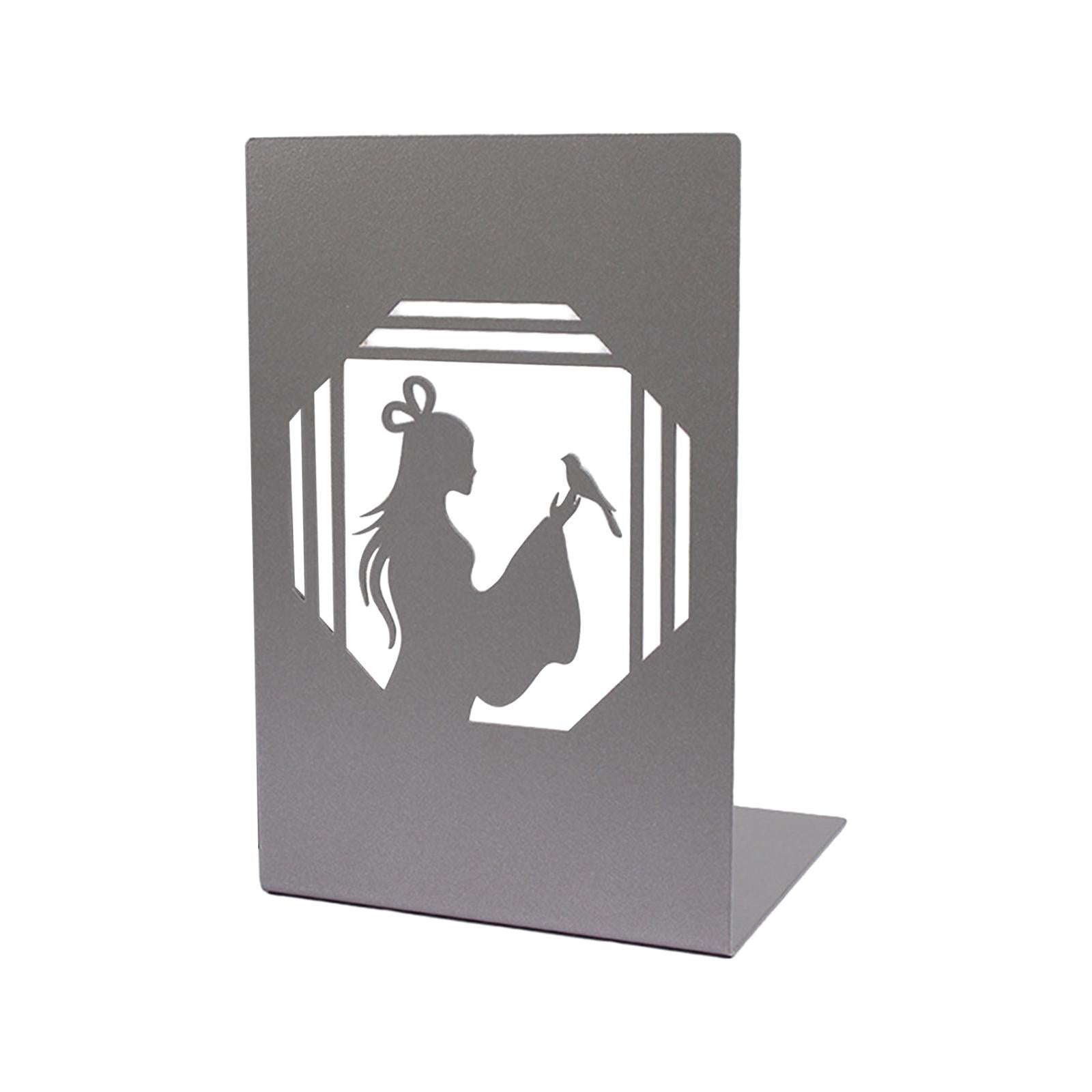 Metal Bookends Decorative Organizer Book Stoppers for Shelves Office Bedroom Style C