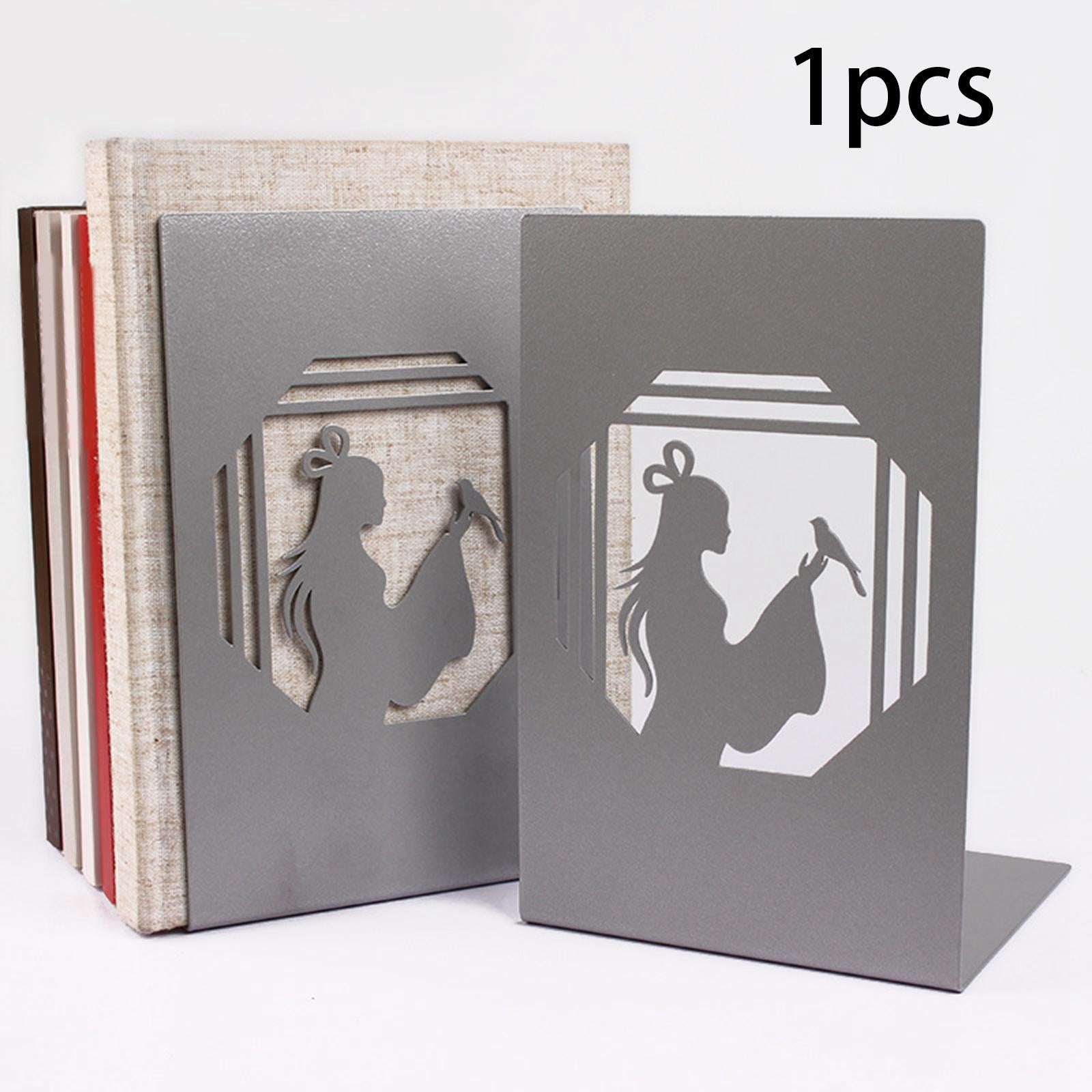 Metal Bookends Decorative Organizer Book Stoppers for Shelves Office Bedroom Style C