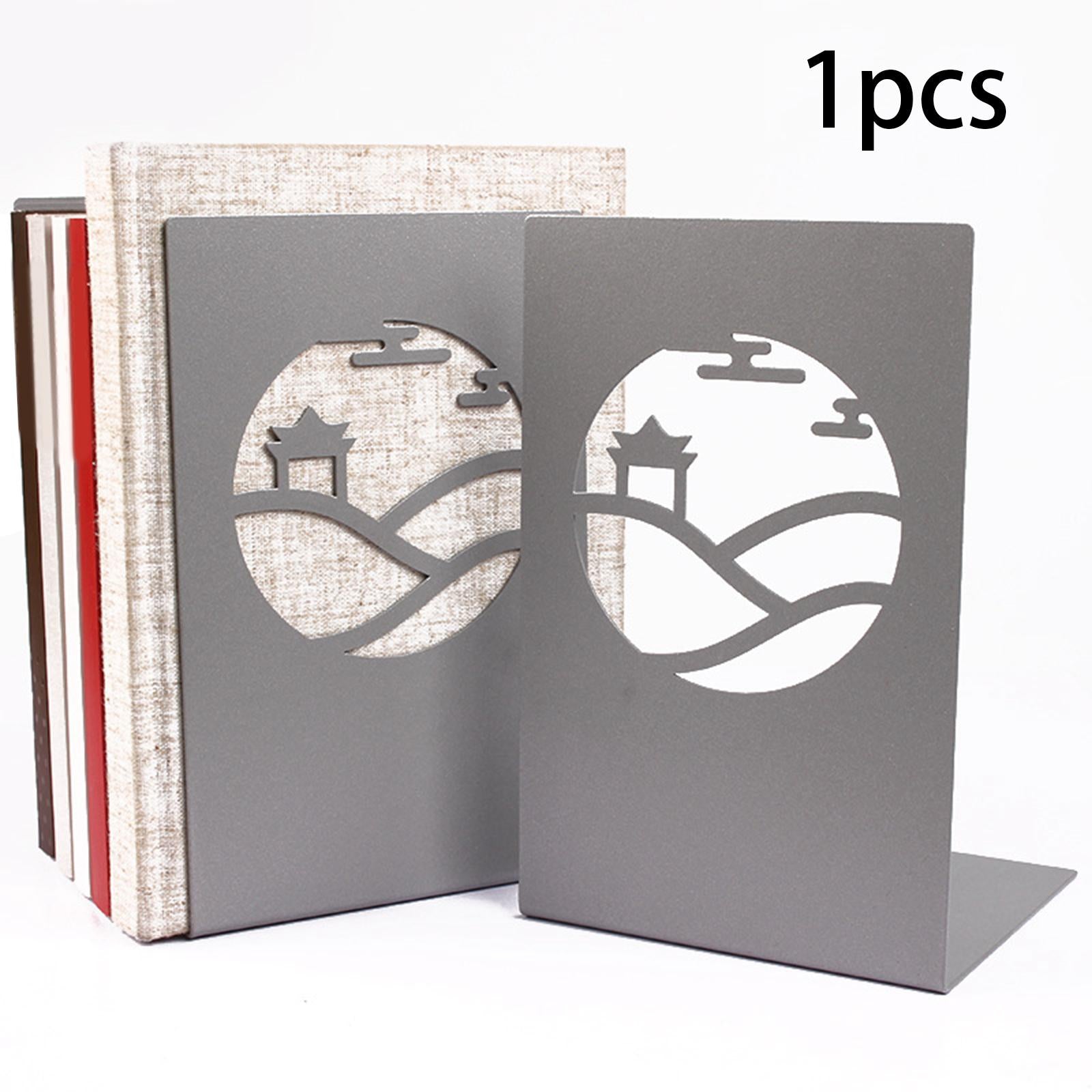 Metal Bookends Decorative Organizer Book Stoppers for Shelves Office Bedroom Style F