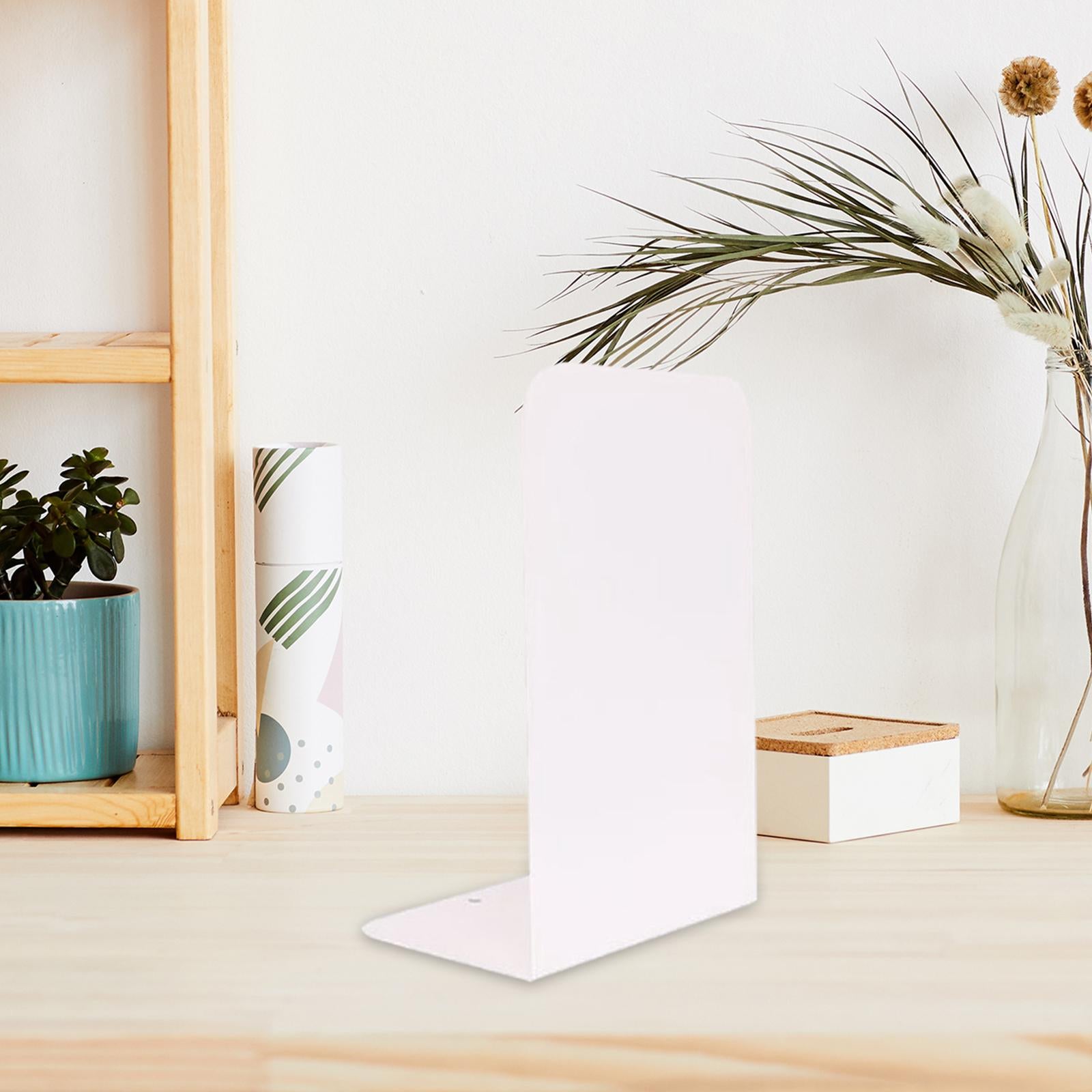 Decorative Bookends Heavy Duty Organizer Book Holder for Shelves Desk Office Pure White