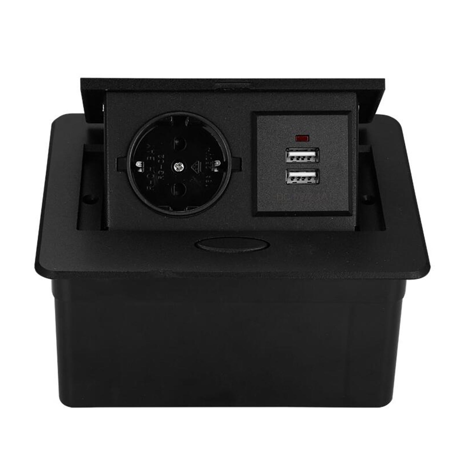 Recessed Electrical Adapters Desktop Plug Base for Side Table Office Durable Black