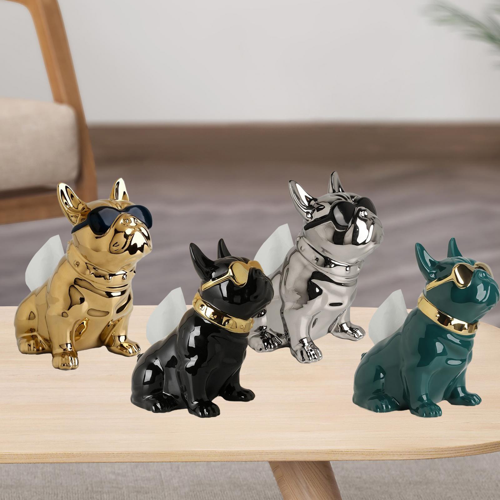 Dog Statue Tissue Box Crafts Dog Sculpture for Cabinet Apartment Dresser Silver