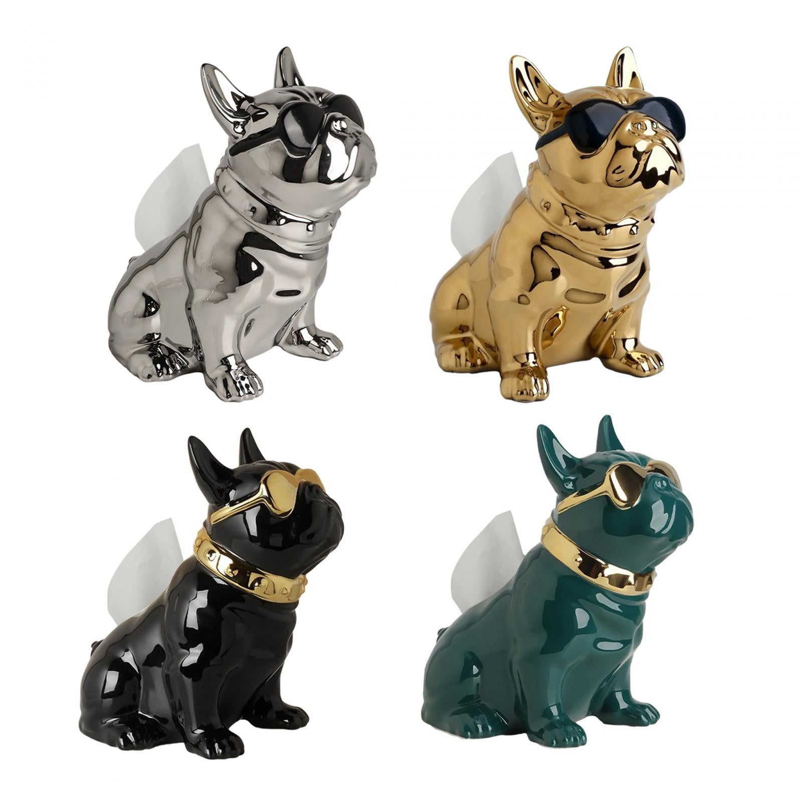 Dog Statue Tissue Box Crafts Dog Sculpture for Cabinet Apartment Dresser Silver