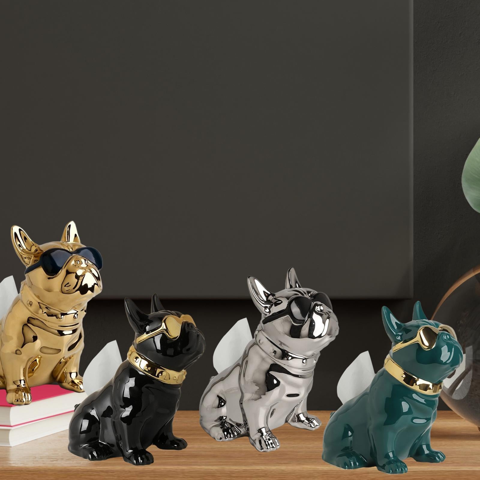 Dog Statue Tissue Box Crafts Dog Sculpture for Cabinet Apartment Dresser Silver