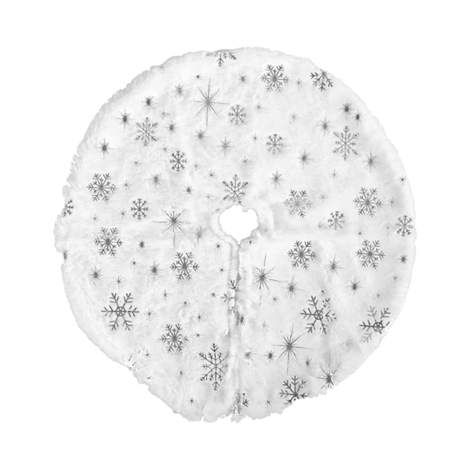Christmas Tree Skirt Tree Mat for Home Decor Xmas Party Outdoor Indoor Snowflake Silver