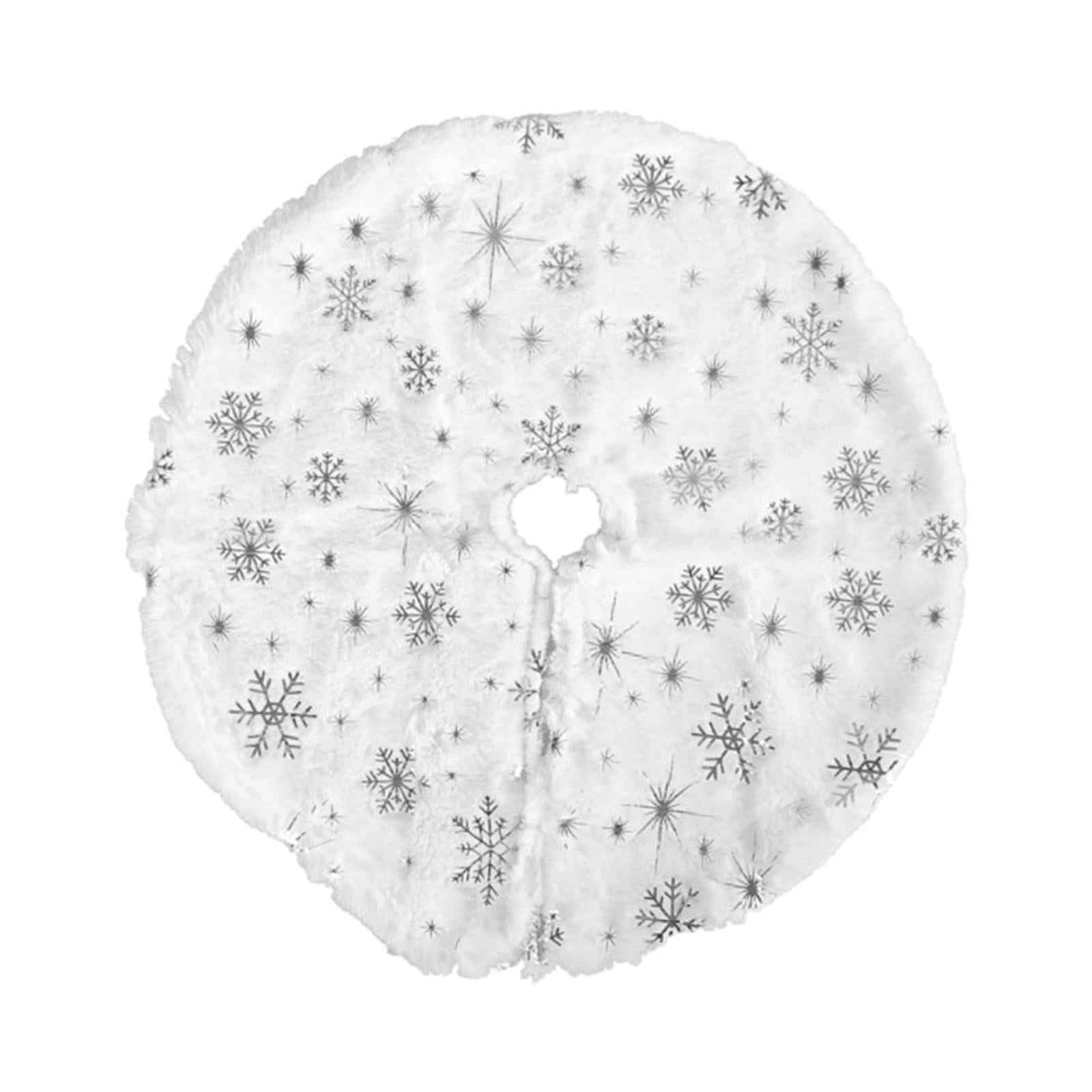 Christmas Tree Skirt Tree Mat for Home Decor Xmas Party Outdoor Indoor Snowflake Silver