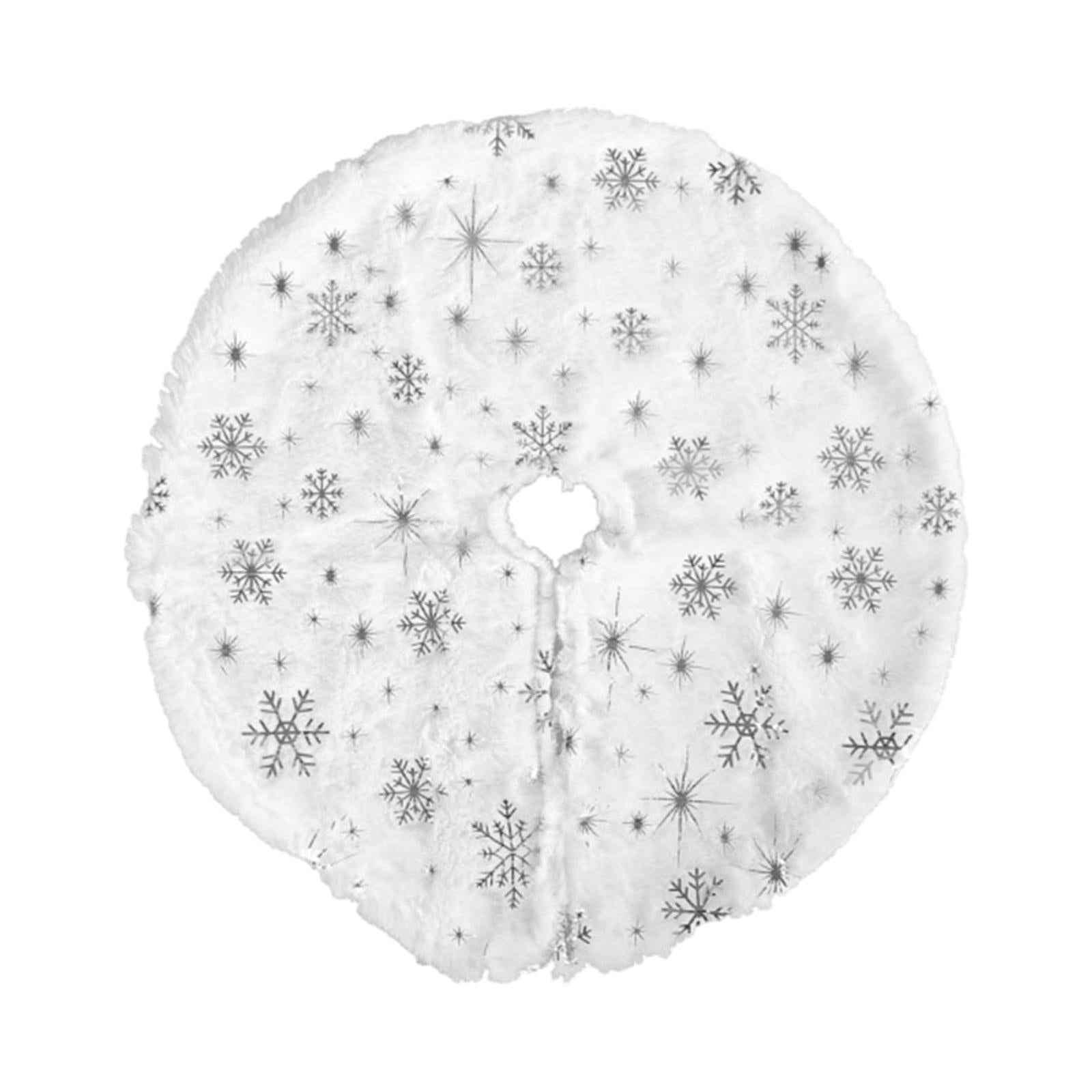 Christmas Tree Skirt Tree Mat for Home Decor Xmas Party Outdoor Indoor Snowflake Silver