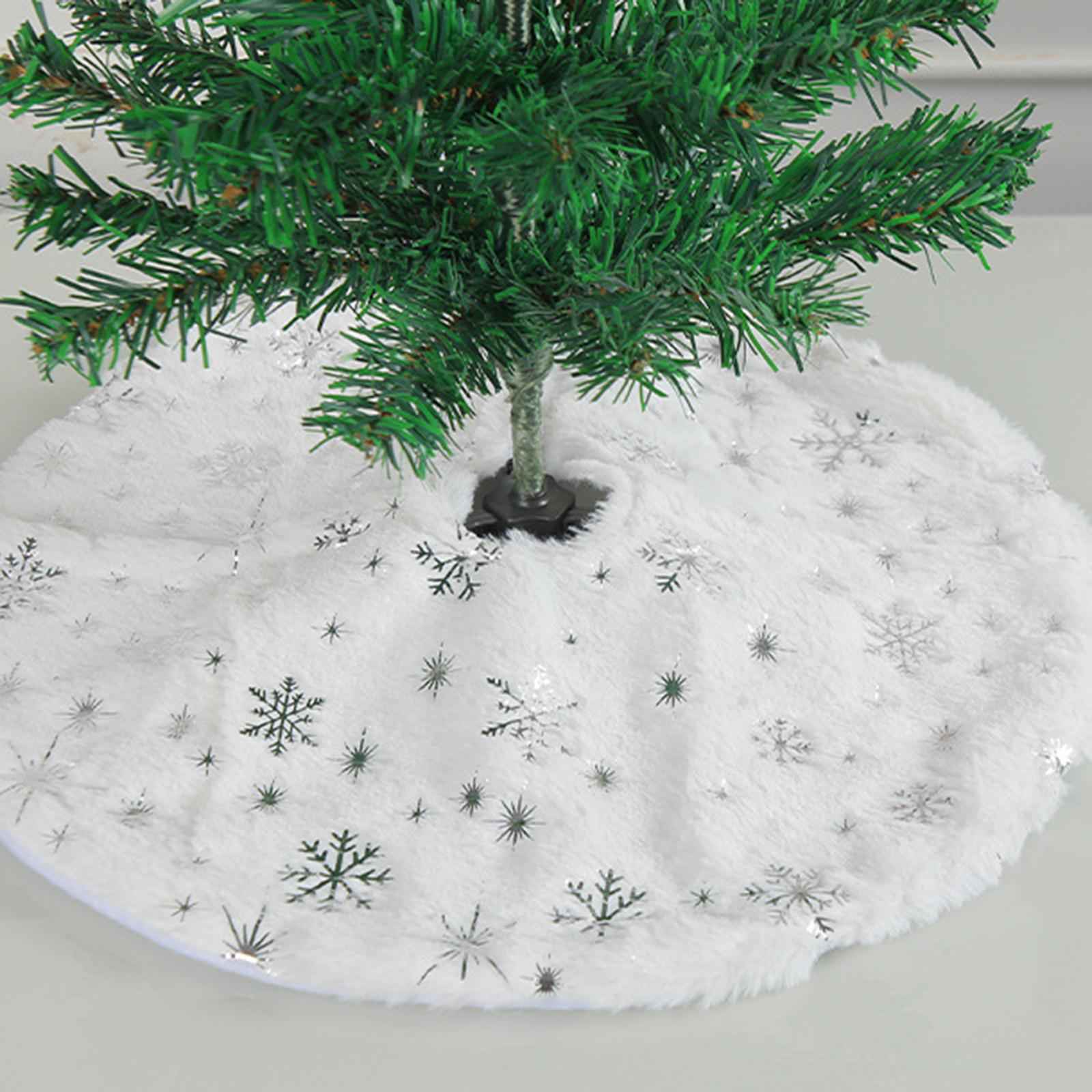 Christmas Tree Skirt Tree Mat for Home Decor Xmas Party Outdoor Indoor Snowflake Silver