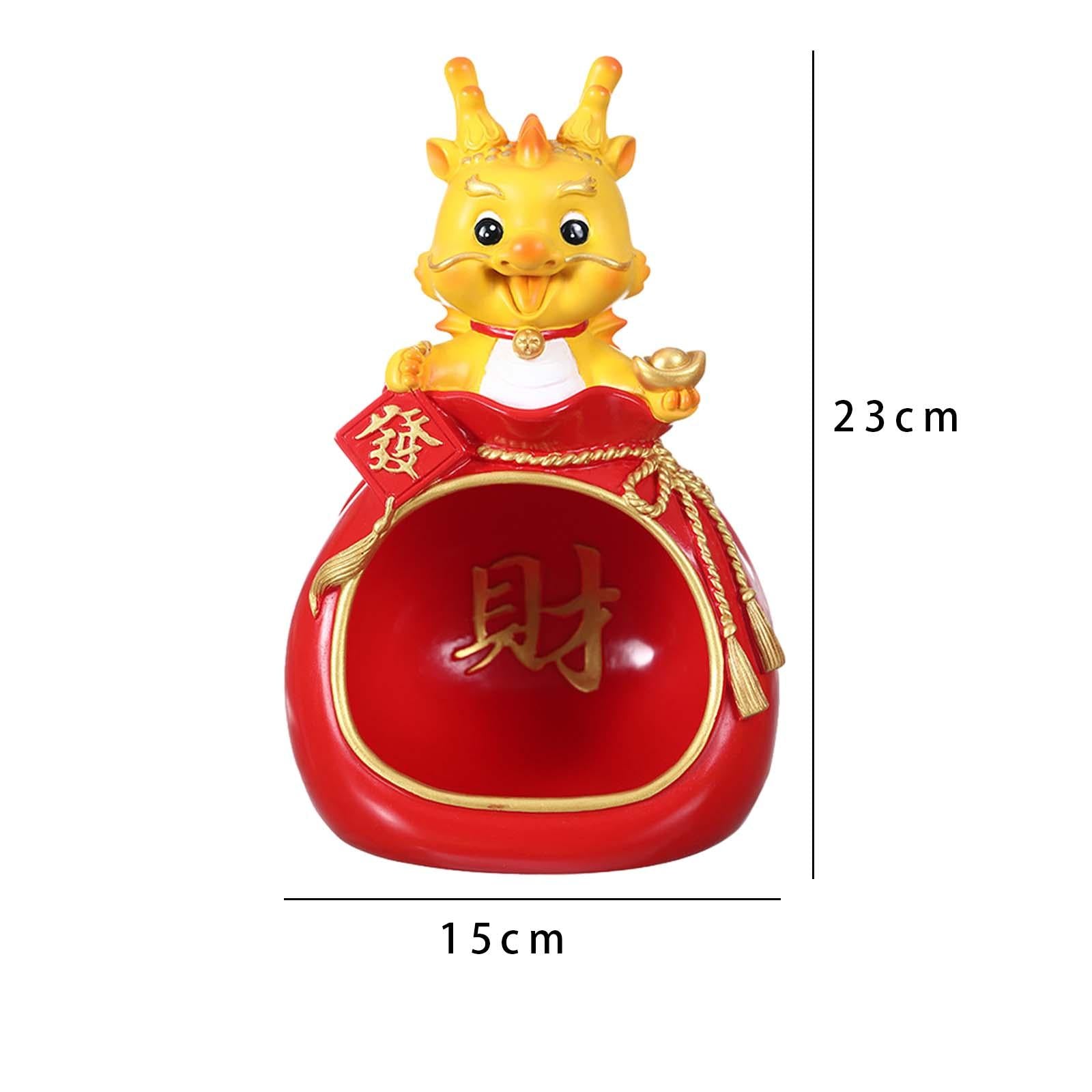 Dragon Sculpture with Storage Tray Creative Ornament for Entrance Shelf Home style A