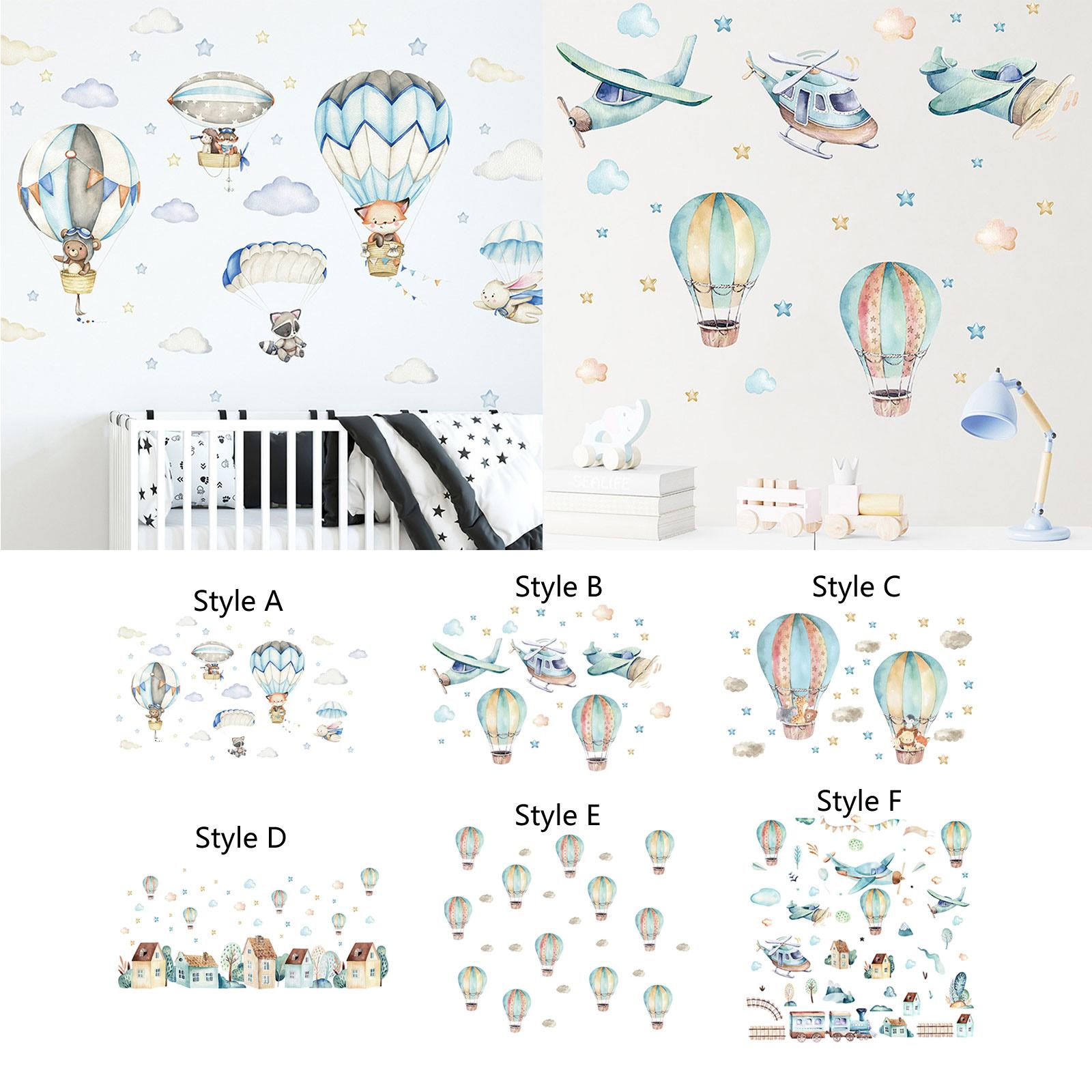 Hot Air Balloon Wall Sticker Wallpaper for Living Room Bedroom Sofa Backdrop Style A