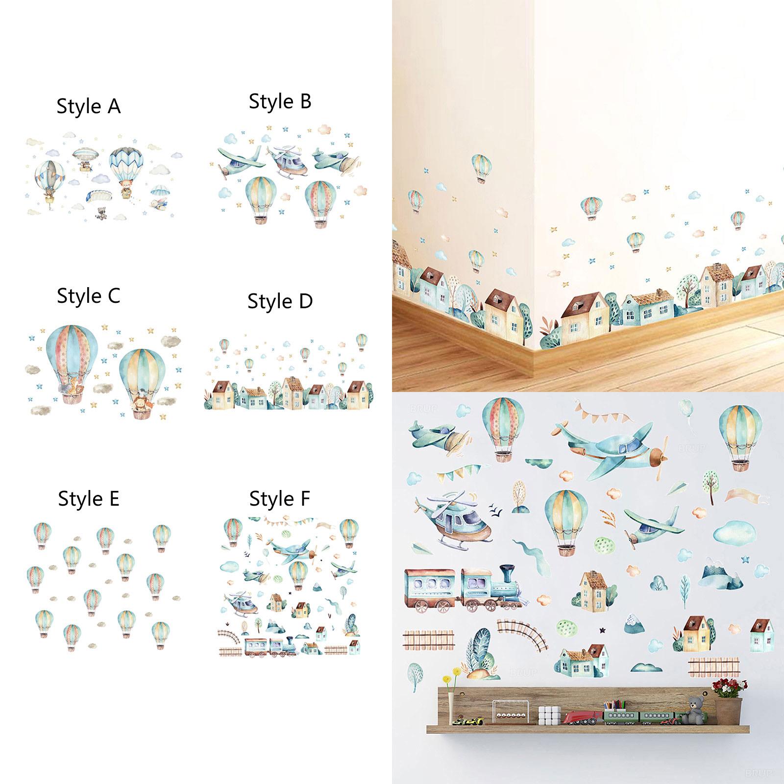 Hot Air Balloon Wall Sticker Wallpaper for Living Room Bedroom Sofa Backdrop Style A
