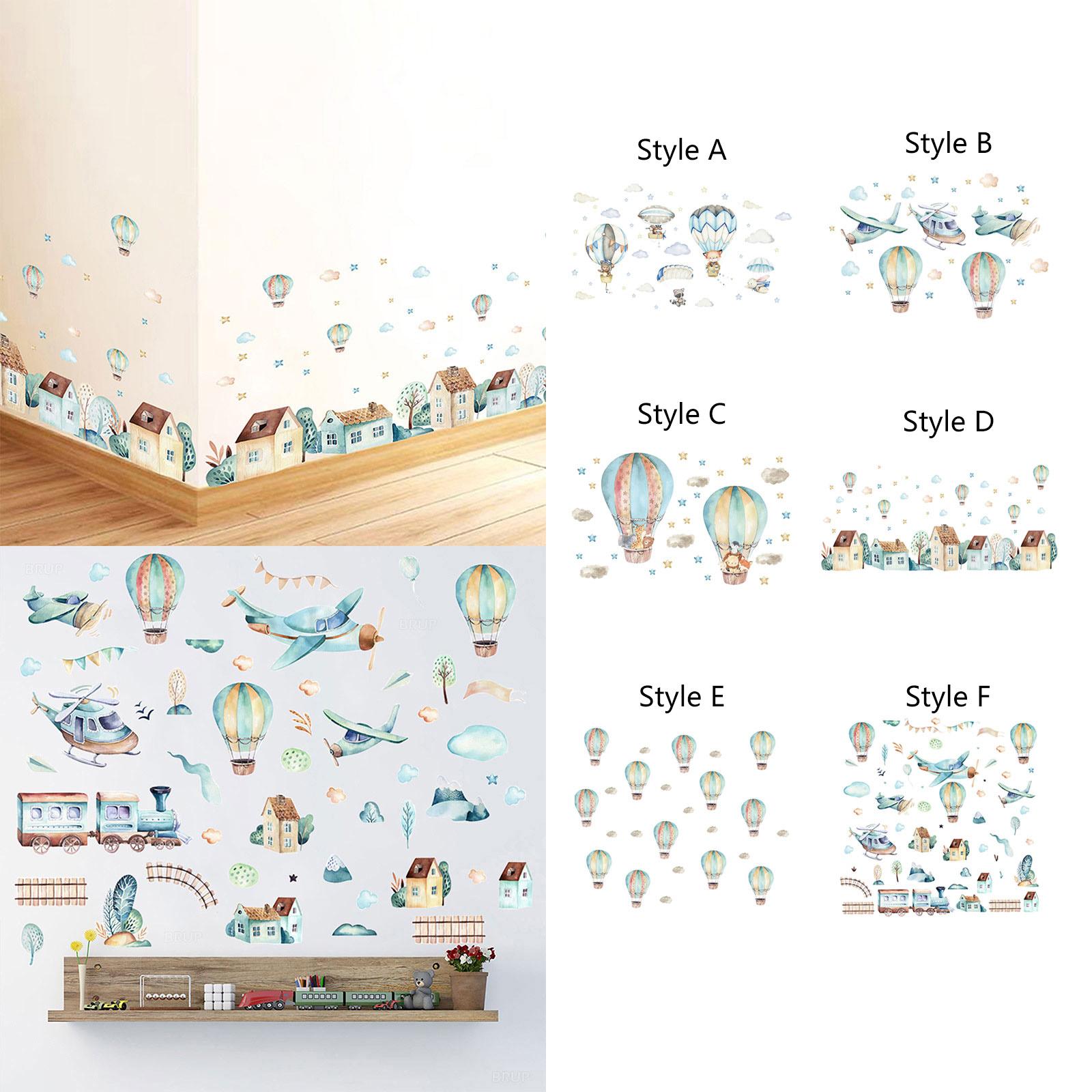Hot Air Balloon Wall Sticker Wallpaper for Living Room Bedroom Sofa Backdrop Style A