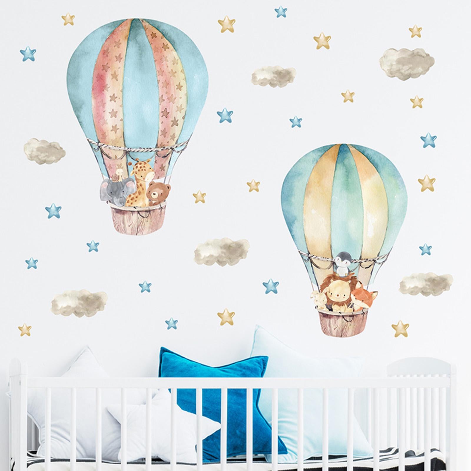 Hot Air Balloon Wall Sticker Wallpaper for Living Room Bedroom Sofa Backdrop Style C