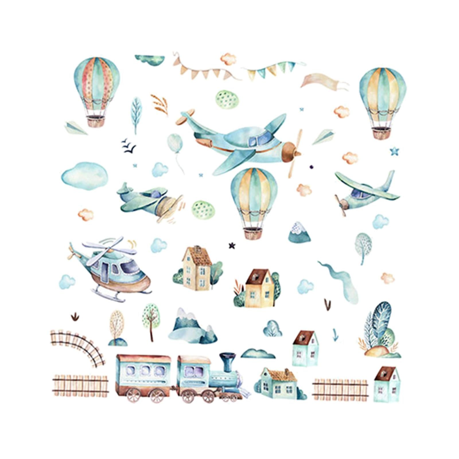Hot Air Balloon Wall Sticker Wallpaper for Living Room Bedroom Sofa Backdrop Style F