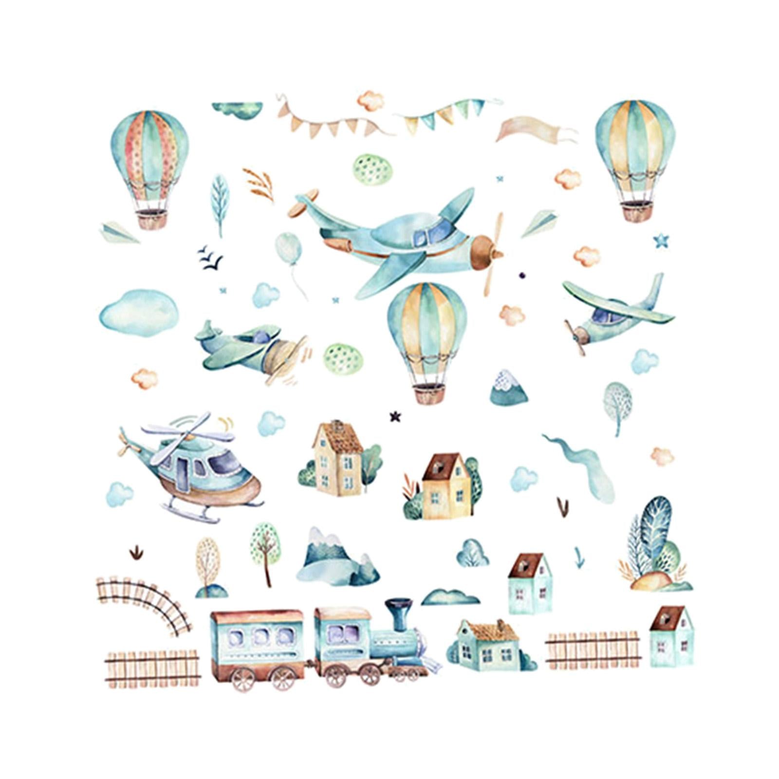 Hot Air Balloon Wall Sticker Wallpaper for Living Room Bedroom Sofa Backdrop Style F