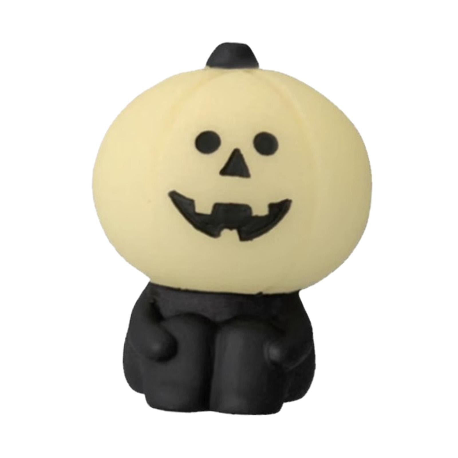 Miniature Pumpkin Figurine Halloween Decoration for Desktop Shelf Decoration White and Black