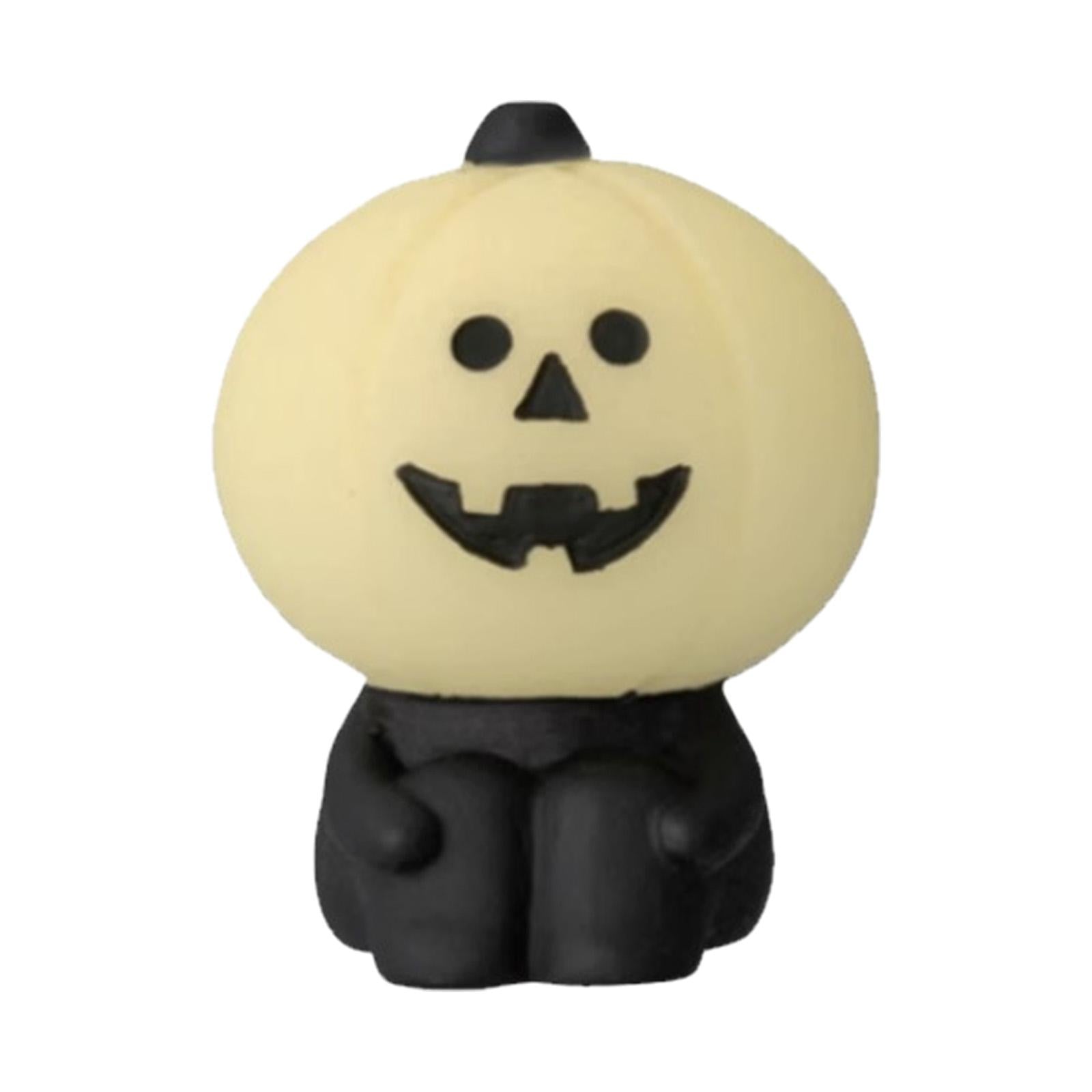 Miniature Pumpkin Figurine Halloween Decoration for Desktop Shelf Decoration White and Black