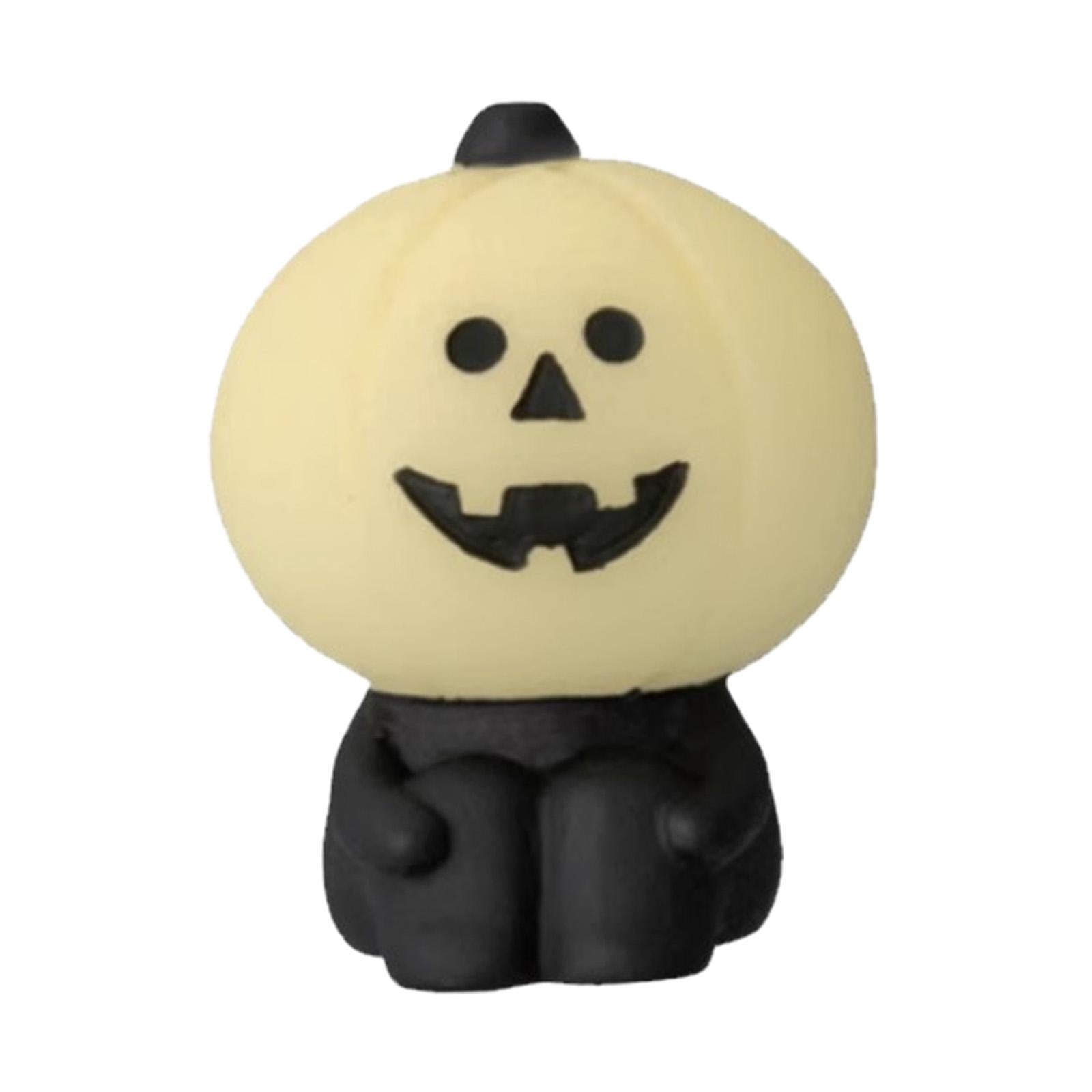 Miniature Pumpkin Figurine Halloween Decoration for Desktop Shelf Decoration White and Black