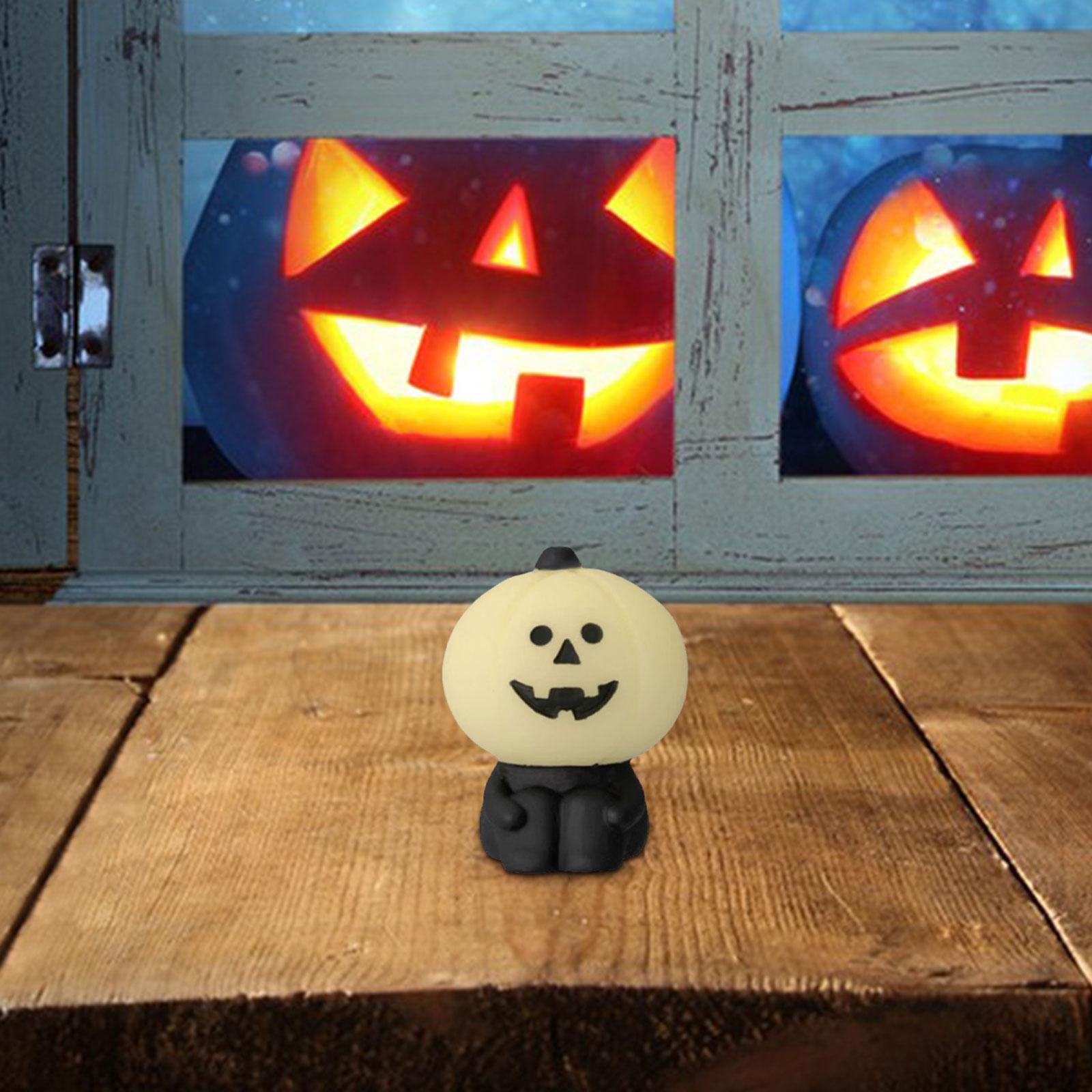 Miniature Pumpkin Figurine Halloween Decoration for Desktop Shelf Decoration White and Black
