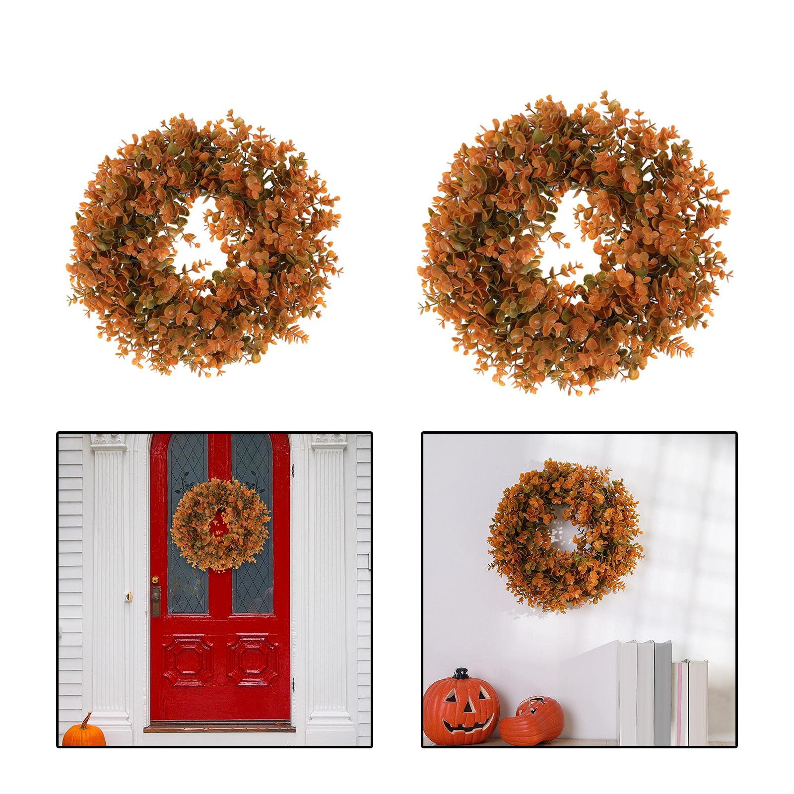 Artificial Fall Wreath Fall Eucalyptus Wreath for Windows Front Door 40cmx40cm