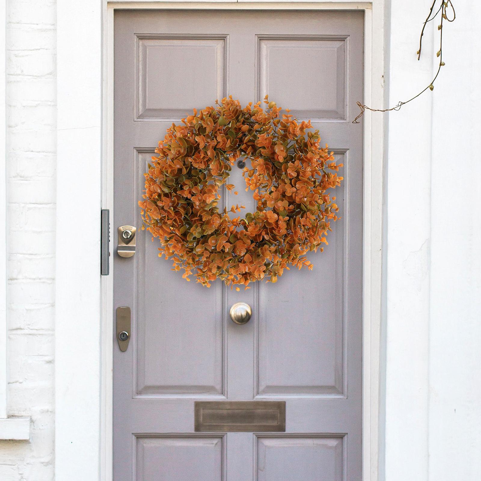 Artificial Fall Wreath Fall Eucalyptus Wreath for Windows Front Door 45cmx45cm
