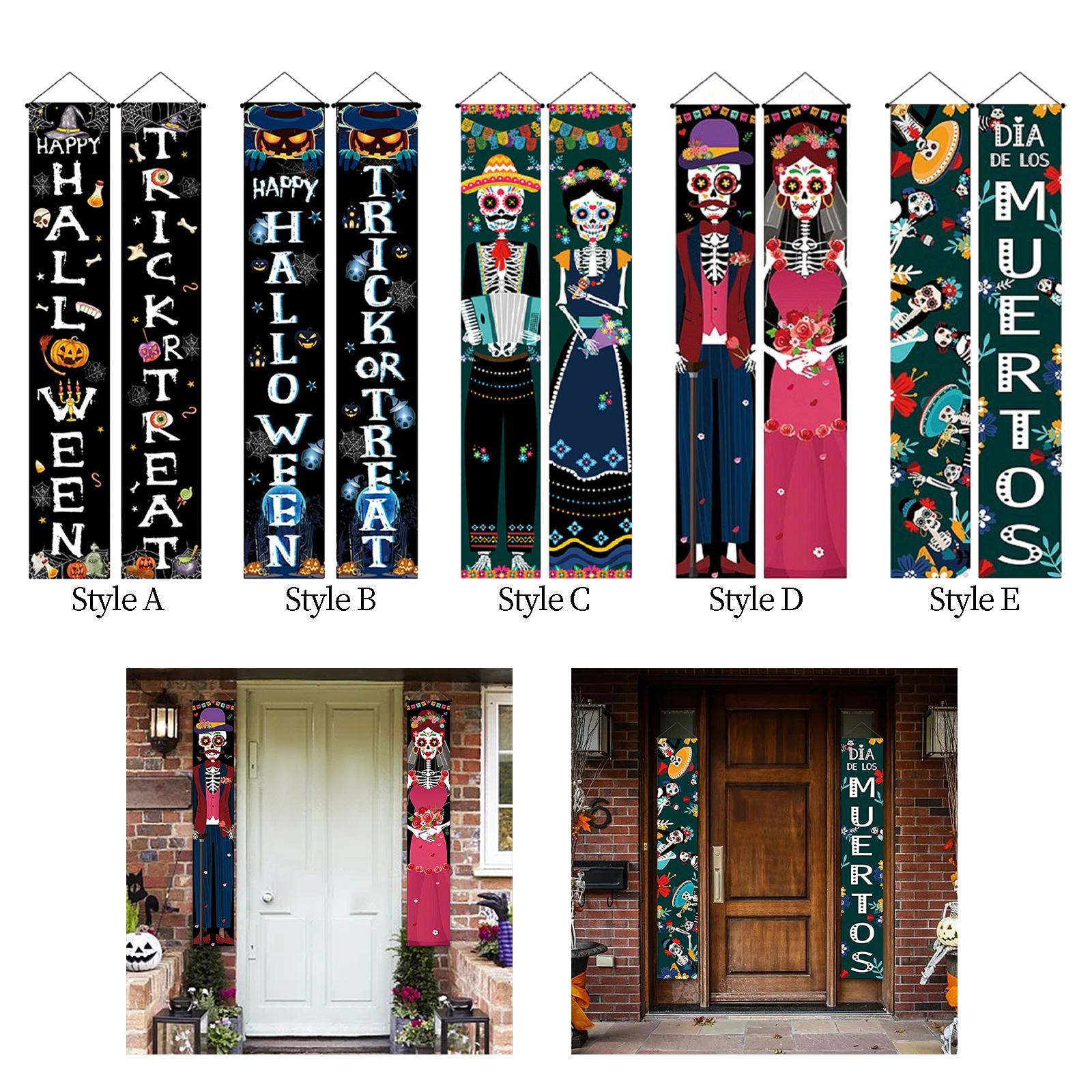Hanging Durable Scary Creative Halloween Banner for Front Door Holiday Decor Style A