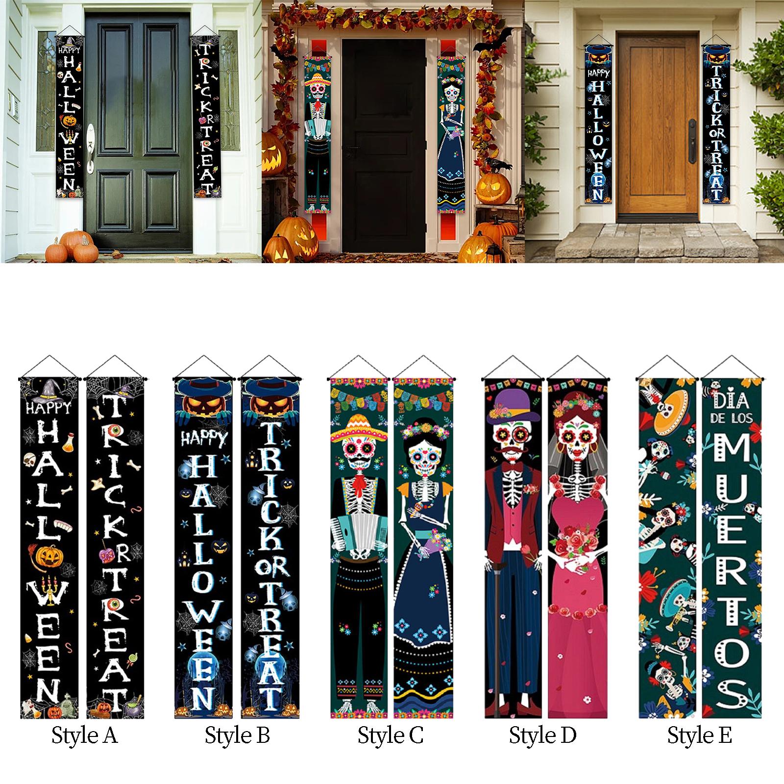 Hanging Durable Scary Creative Halloween Banner for Front Door Holiday Decor Style A