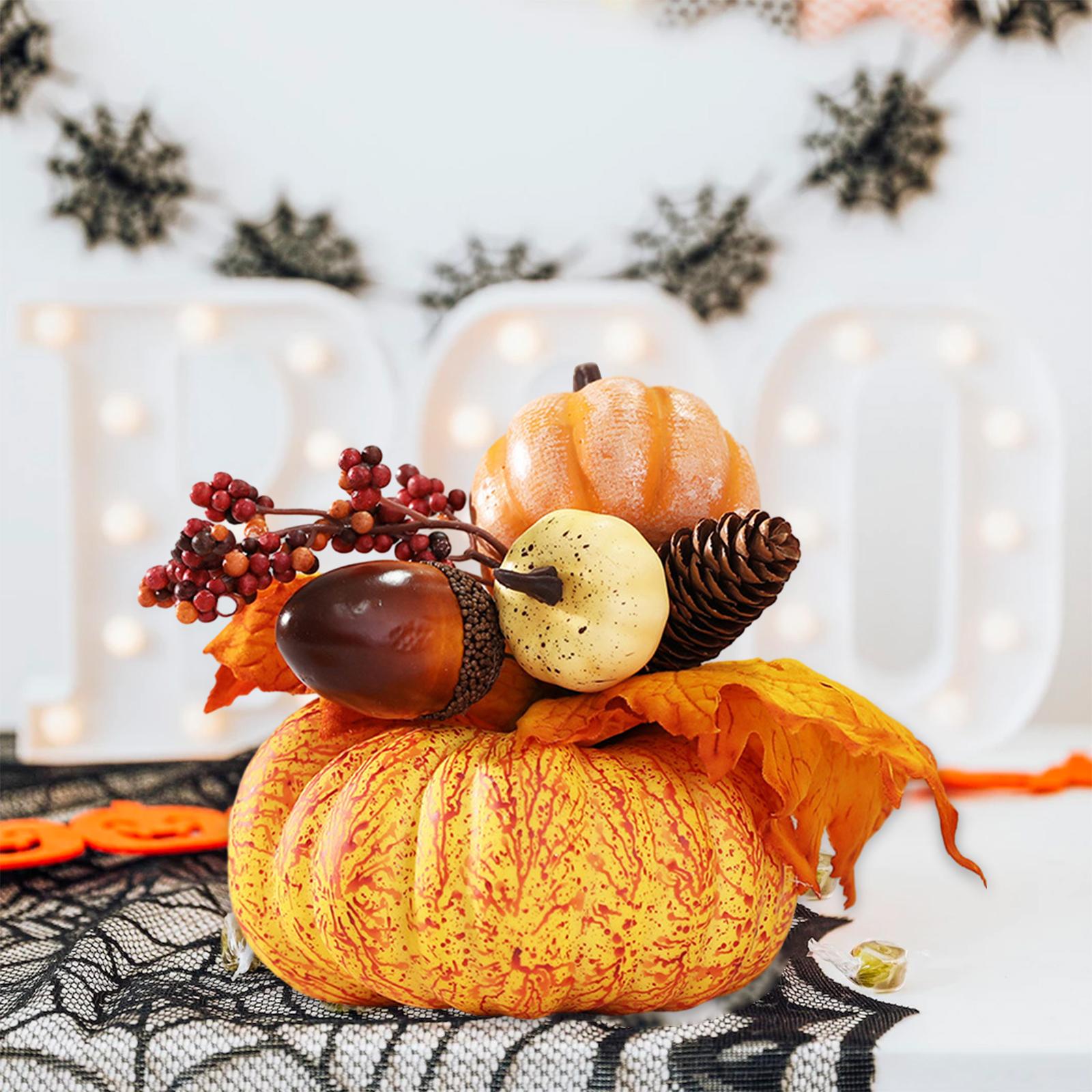 Artificial Pumpkin Flower Photo Props Fall Office Halloween Thanksgiving Style B