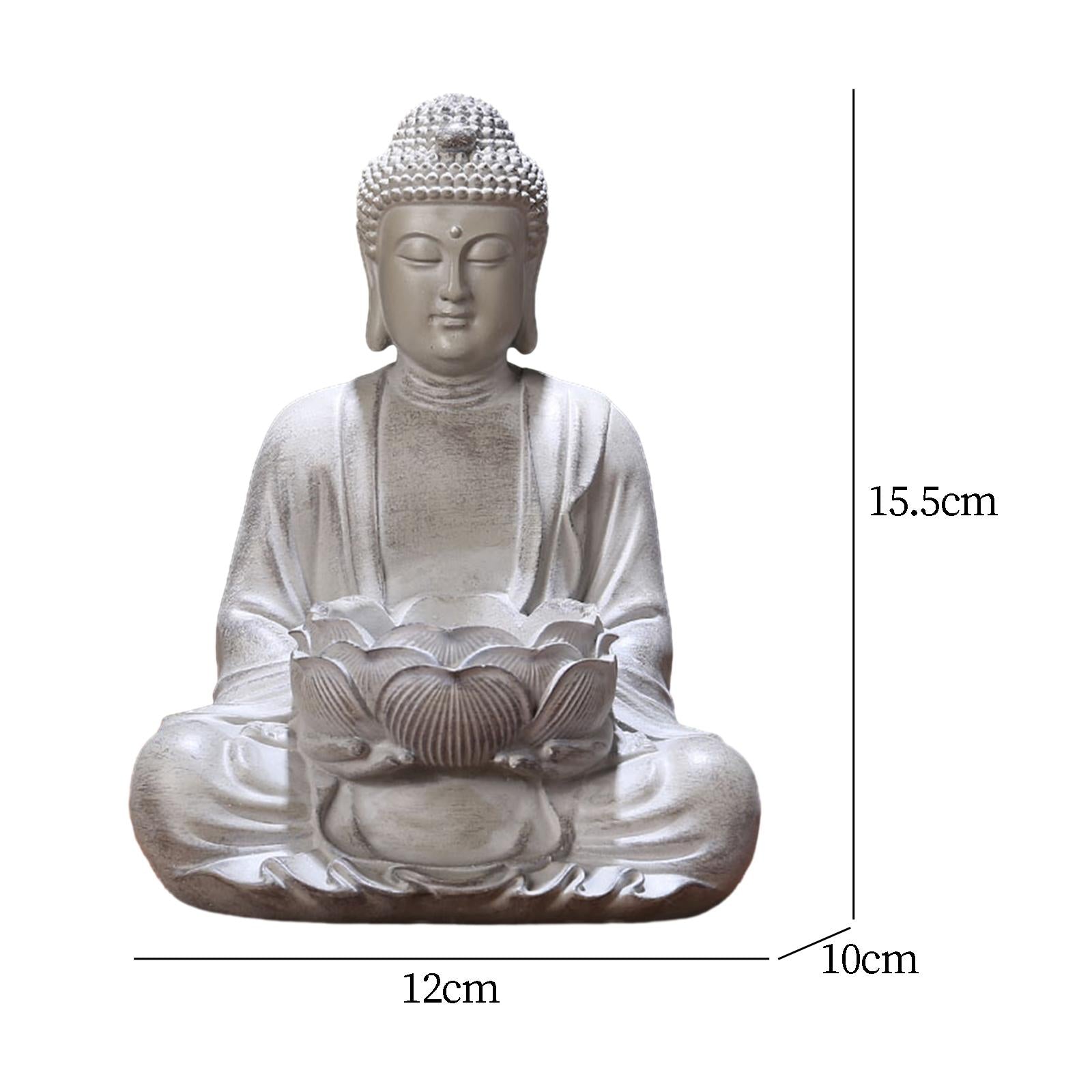 Lotus Buddha Statue Candle Holder Decorative Prop Hand Carved Resin Figurine Big