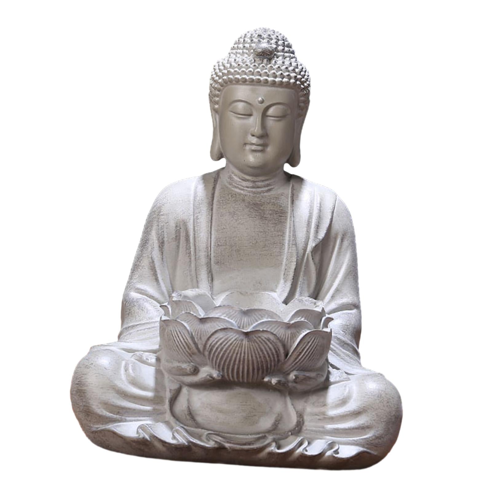 Lotus Buddha Statue Candle Holder Decorative Prop Hand Carved Resin Figurine Big