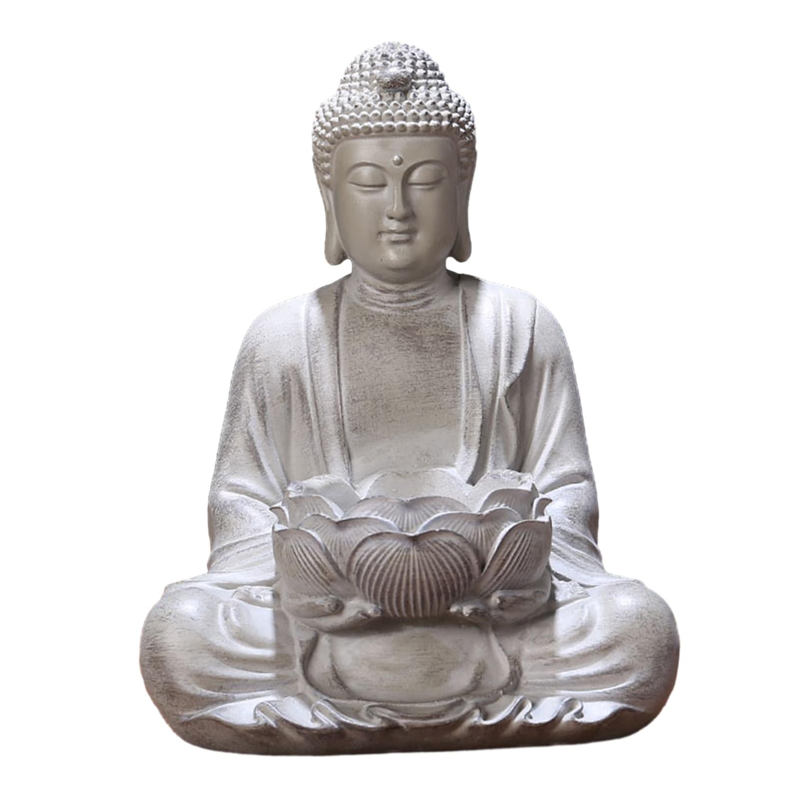 Lotus Buddha Statue Candle Holder Decorative Prop Hand Carved Resin Figurine Big