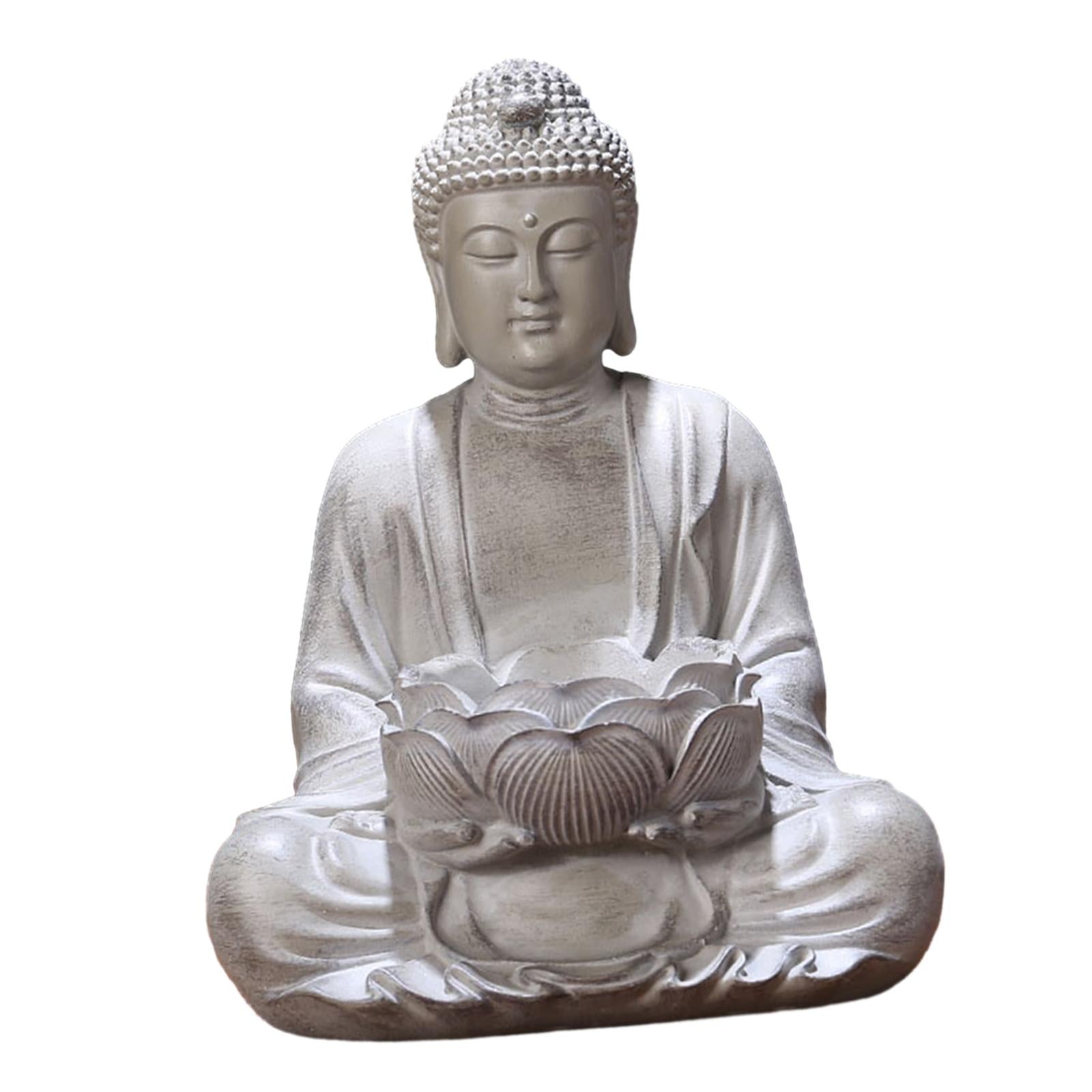 Lotus Buddha Statue Candle Holder Decorative Prop Hand Carved Resin Figurine Big