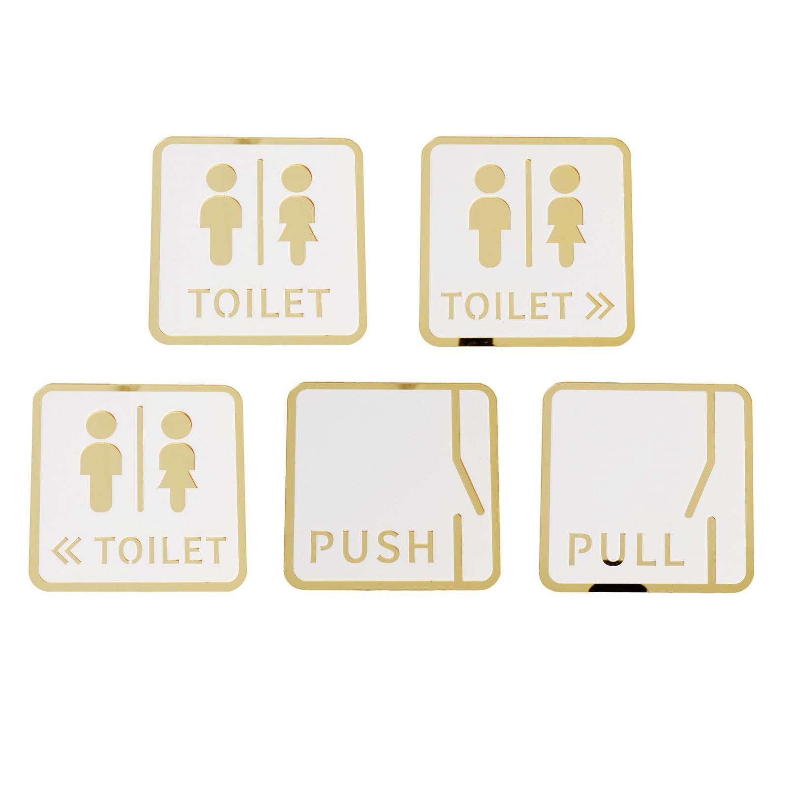 2xSquare Bathroom Sign Acrylic Washroom Plaque for Business Office Sturdy Style A