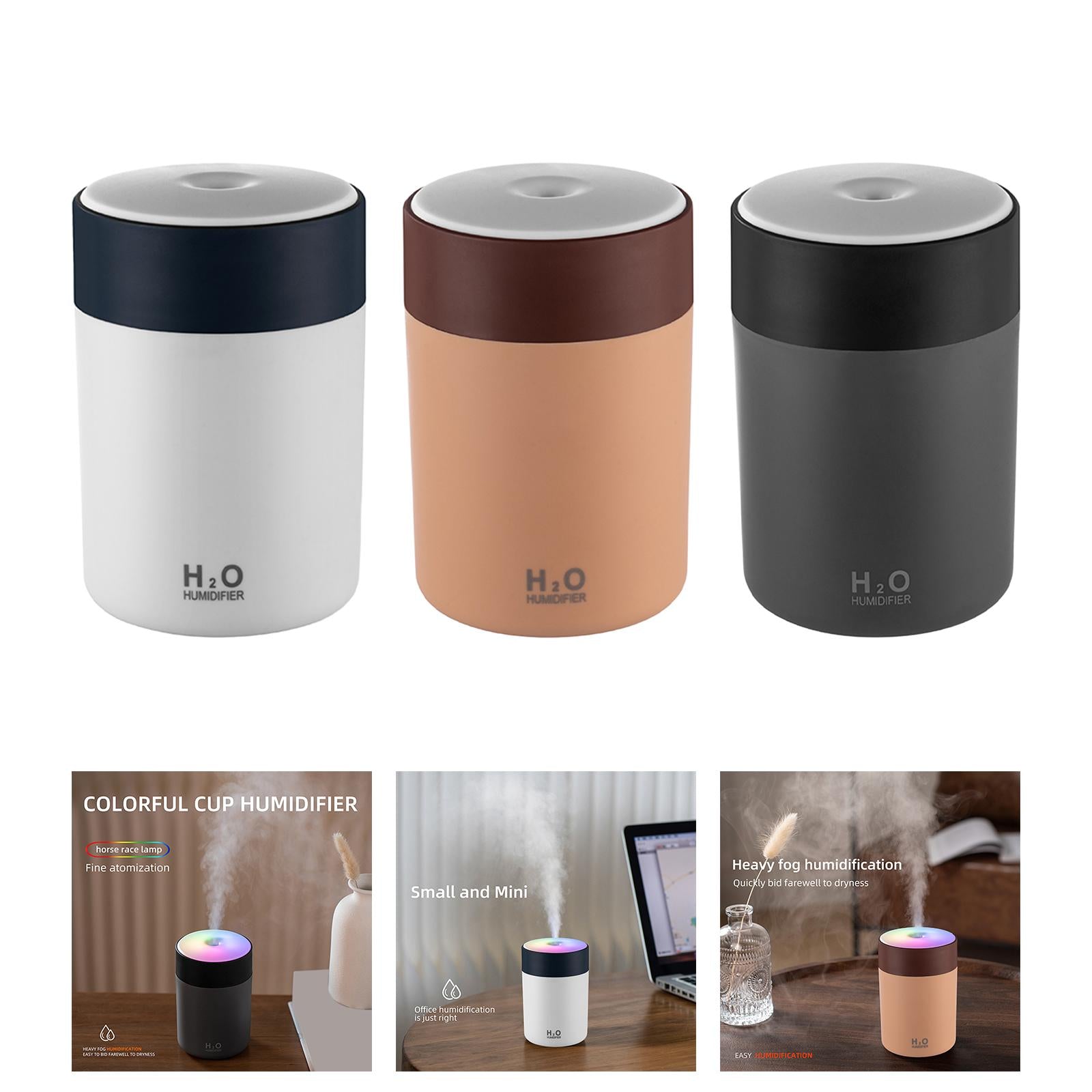 300ml Portable Mist Humidifier with Multicolor Light for Home Office Nursery White
