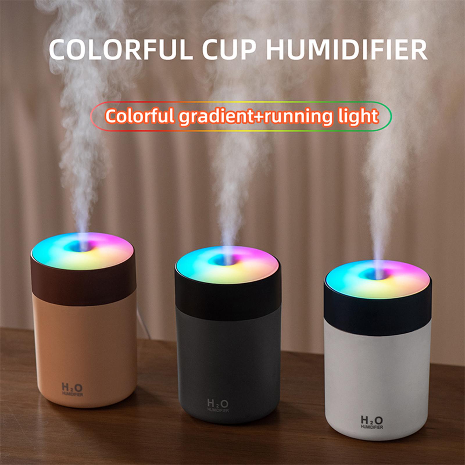 300ml Portable Mist Humidifier with Multicolor Light for Home Office Nursery White