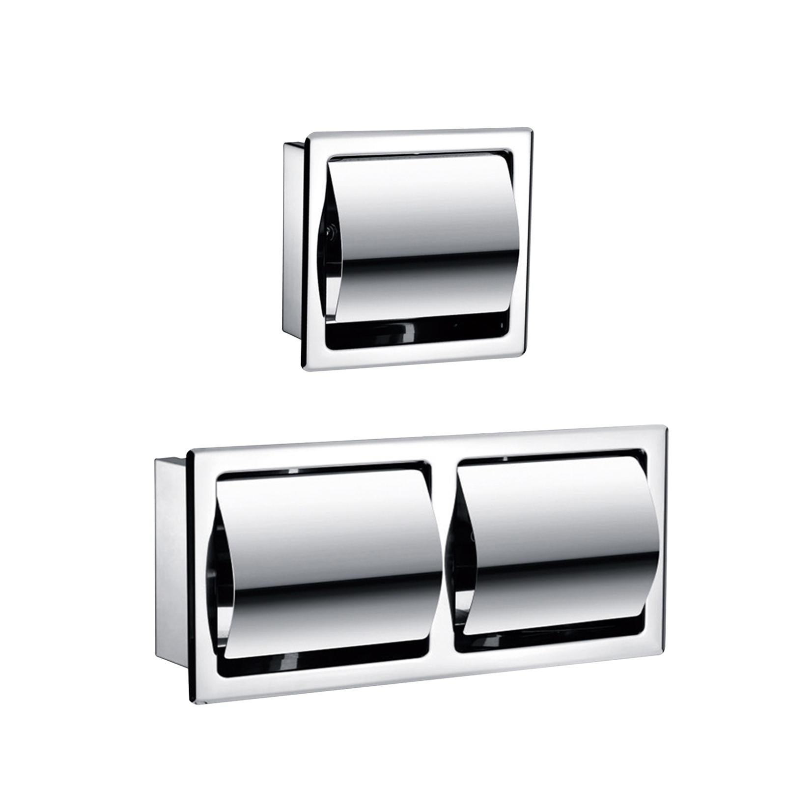 Recessed Toilet Paper Holder Sturdy Wall Mount for Restroom Washroom Kitchen Single
