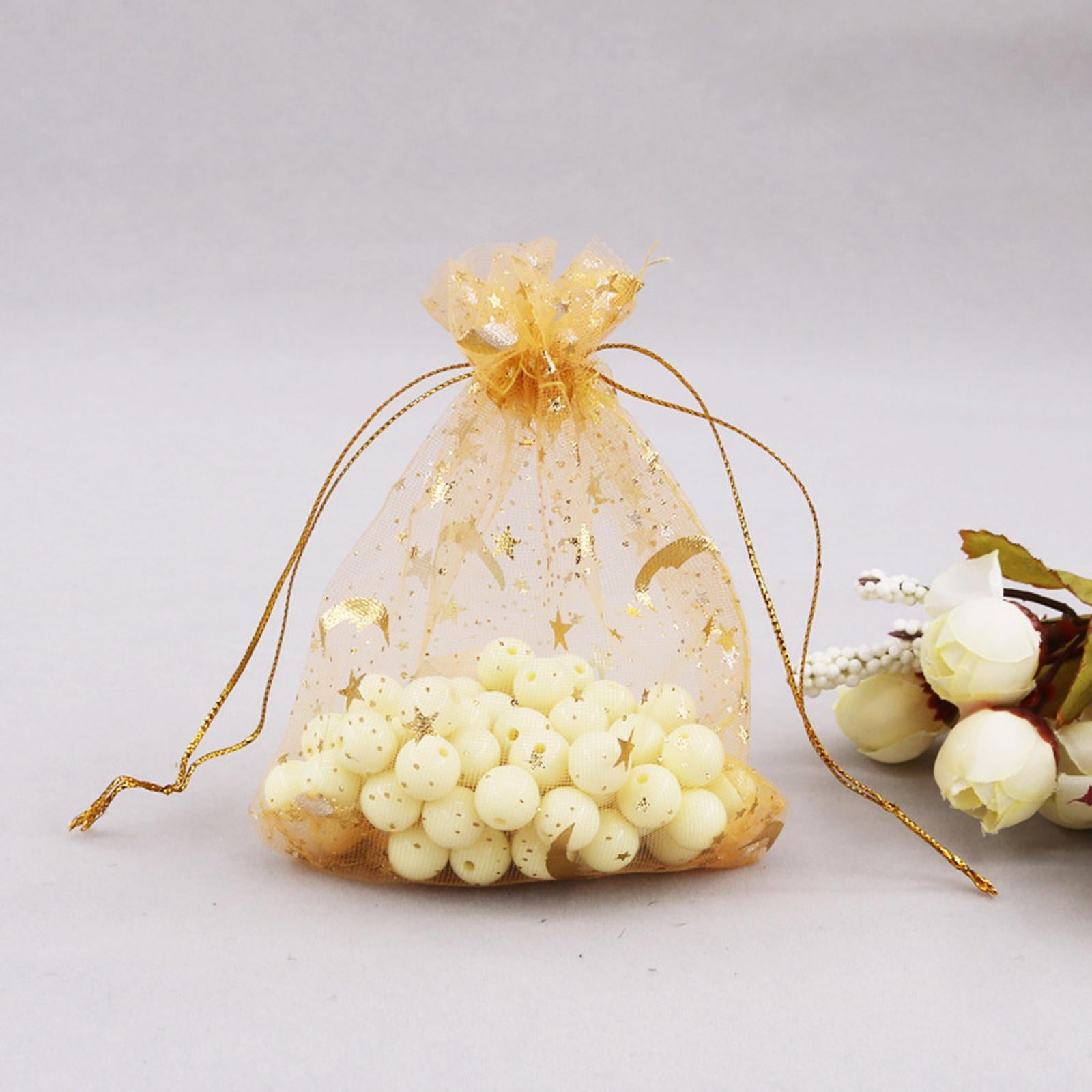50 Pieces Drawstring Organza Pouches Organza Bags for Candy Festival Wedding