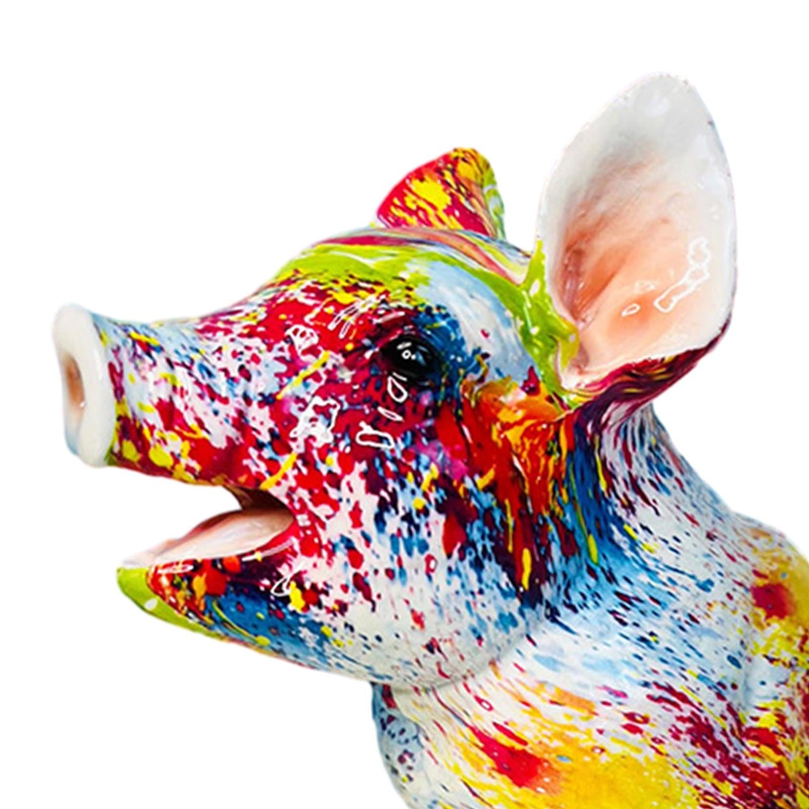 Piggy Sculpture Creative Art Gifts Animal Statue for Cabinets Office Bedroom Style B