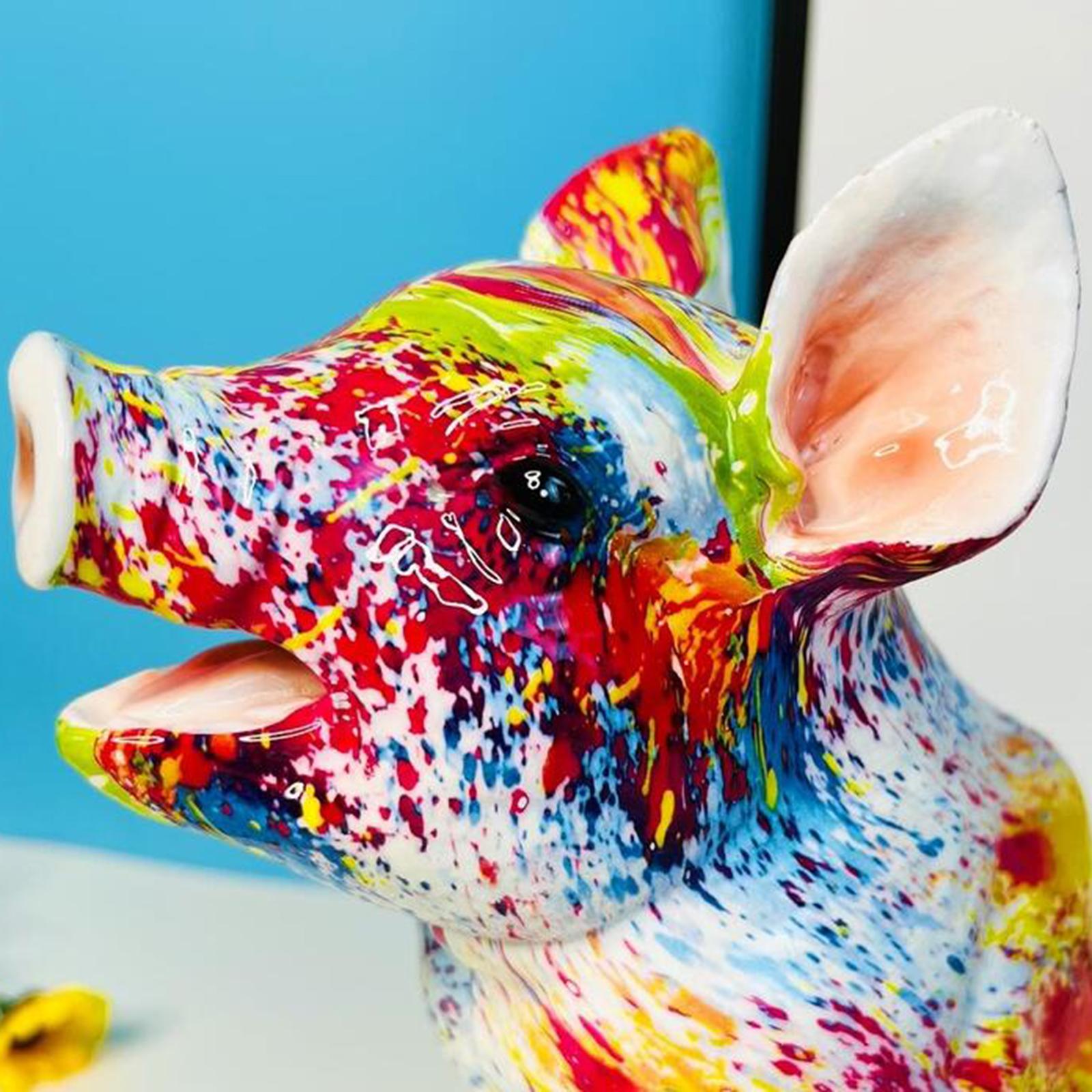 Piggy Sculpture Creative Art Gifts Animal Statue for Cabinets Office Bedroom Style B
