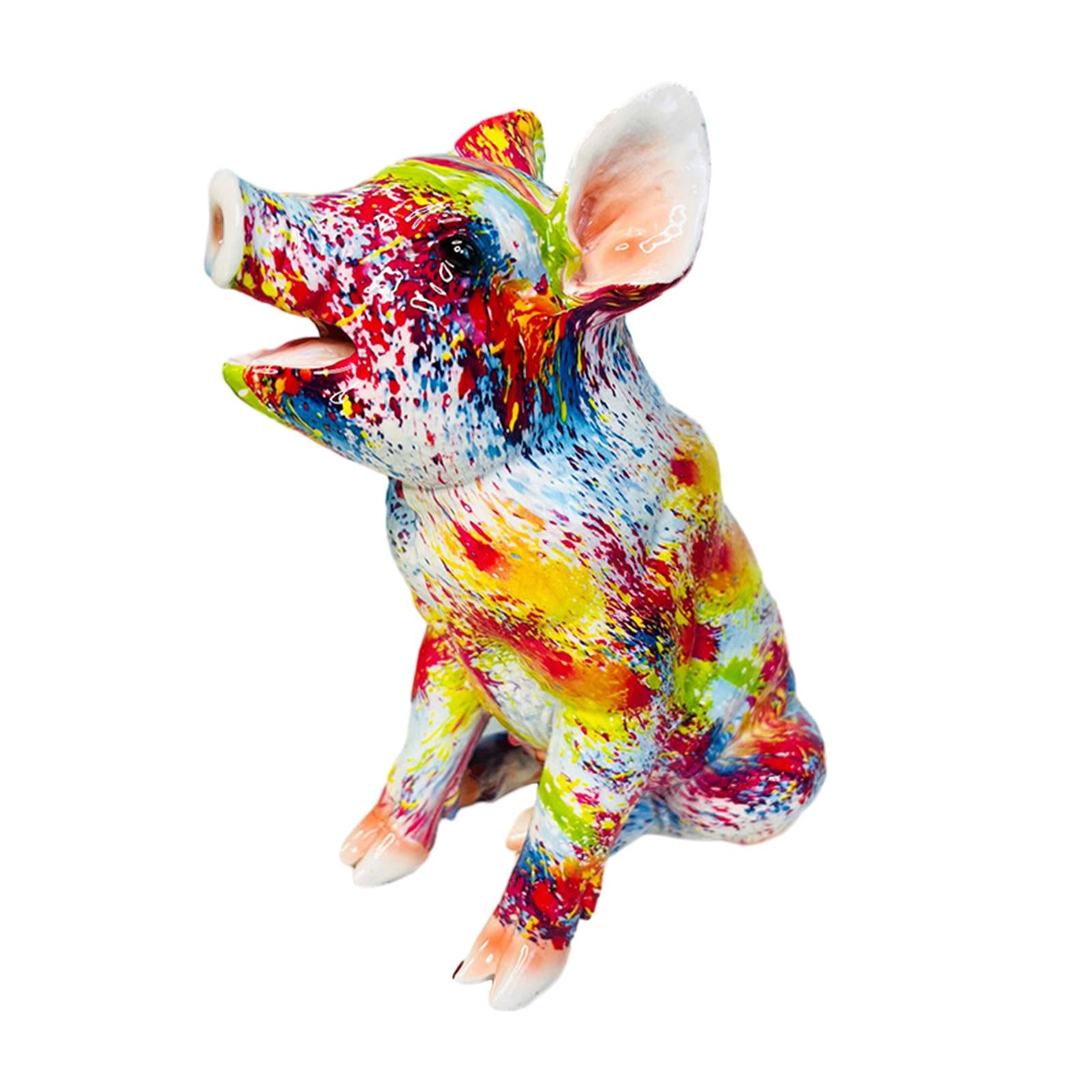 Piggy Sculpture Creative Art Gifts Animal Statue for Cabinets Office Bedroom Style B