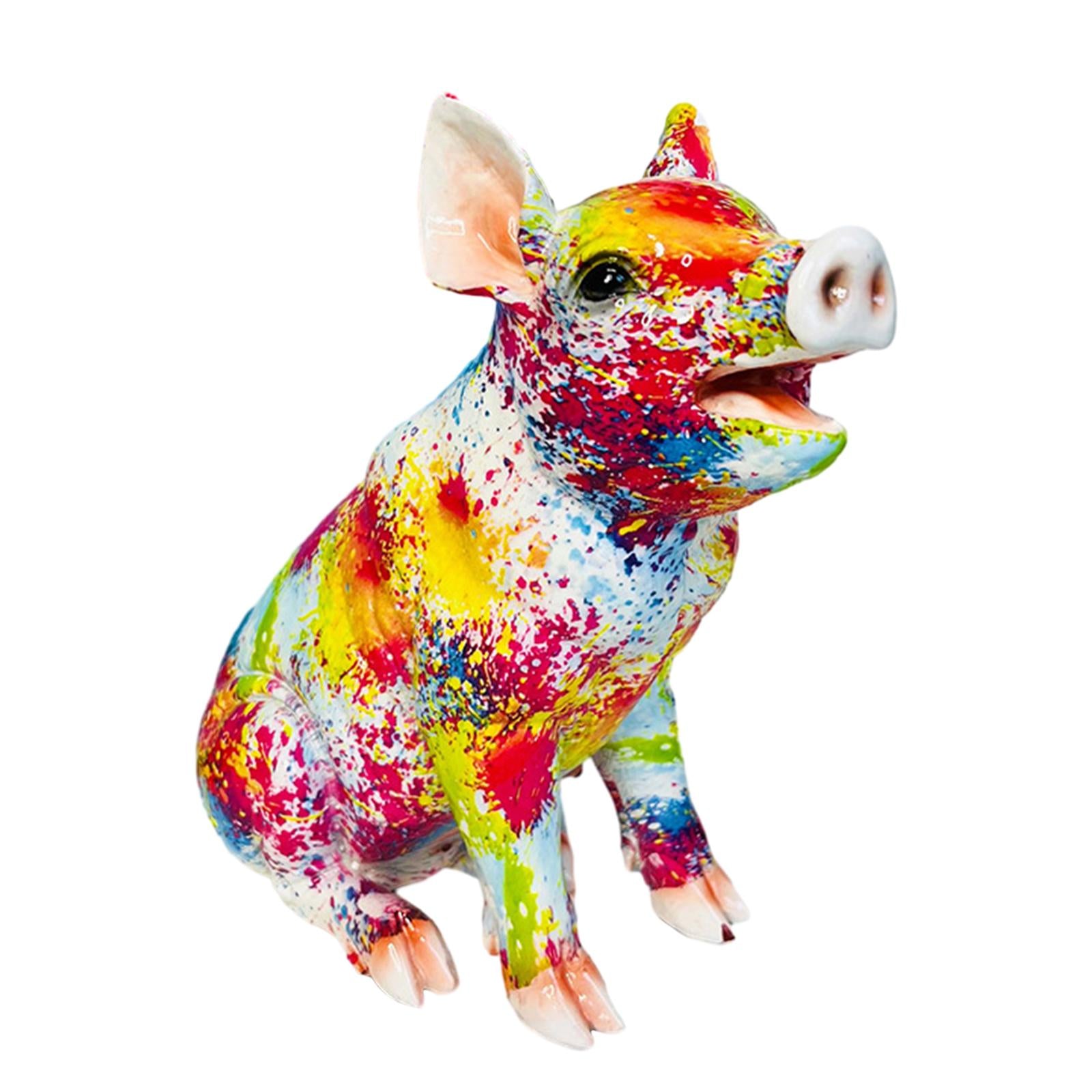 Piggy Sculpture Creative Art Gifts Animal Statue for Cabinets Office Bedroom Style B