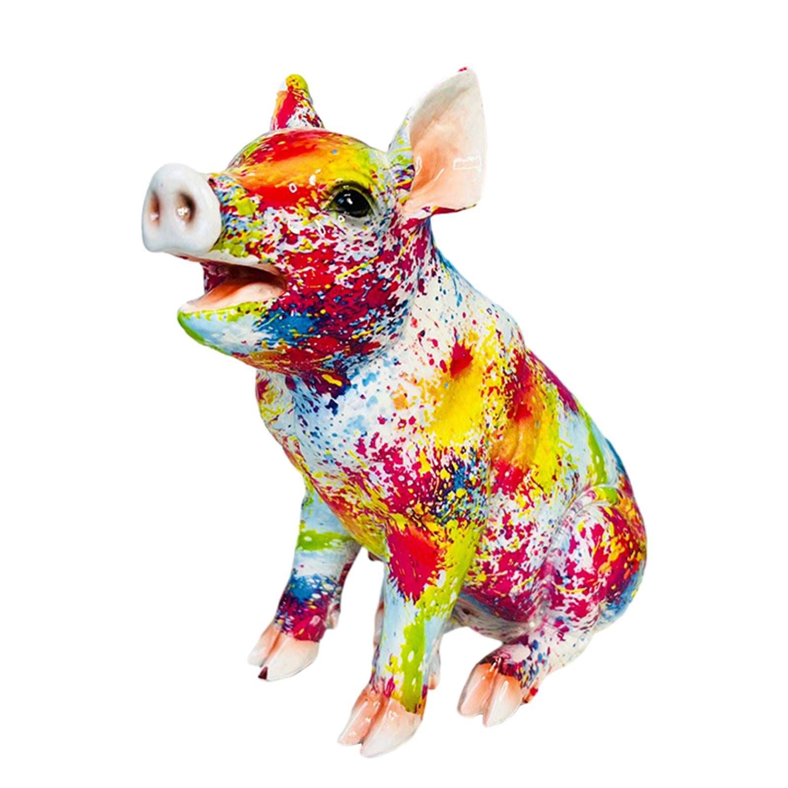 Piggy Sculpture Creative Art Gifts Animal Statue for Cabinets Office Bedroom Style B
