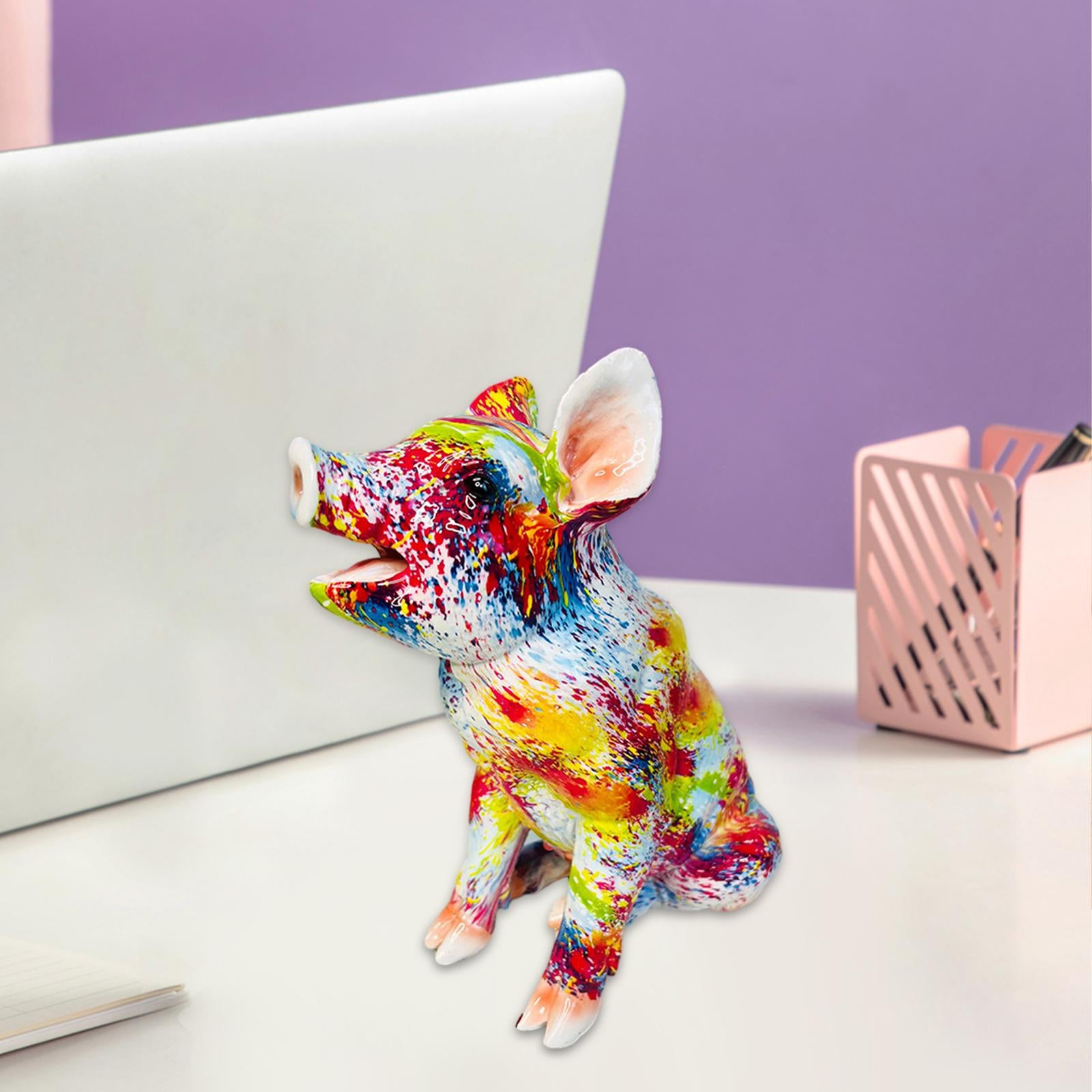 Piggy Sculpture Creative Art Gifts Animal Statue for Cabinets Office Bedroom Style B