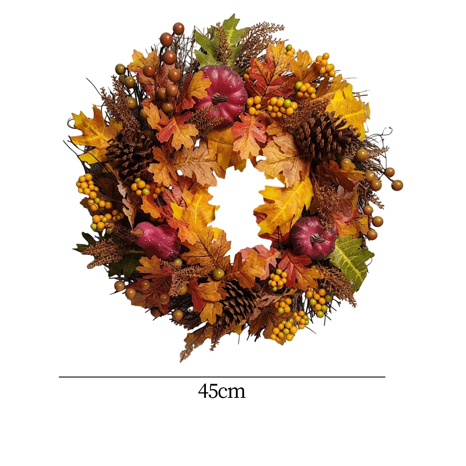 Autumn Pumpkin Wreath Decorative Harvest Door Wreath for Holiday Wall Indoor