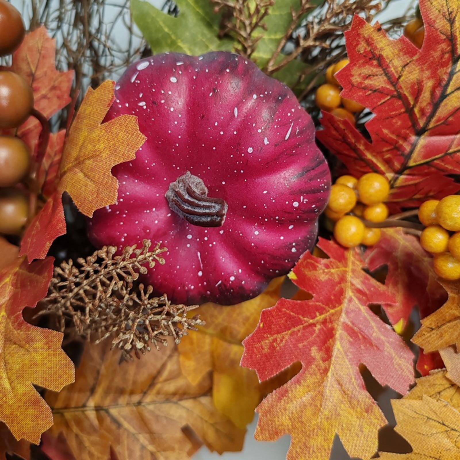 Autumn Pumpkin Wreath Decorative Harvest Door Wreath for Holiday Wall Indoor