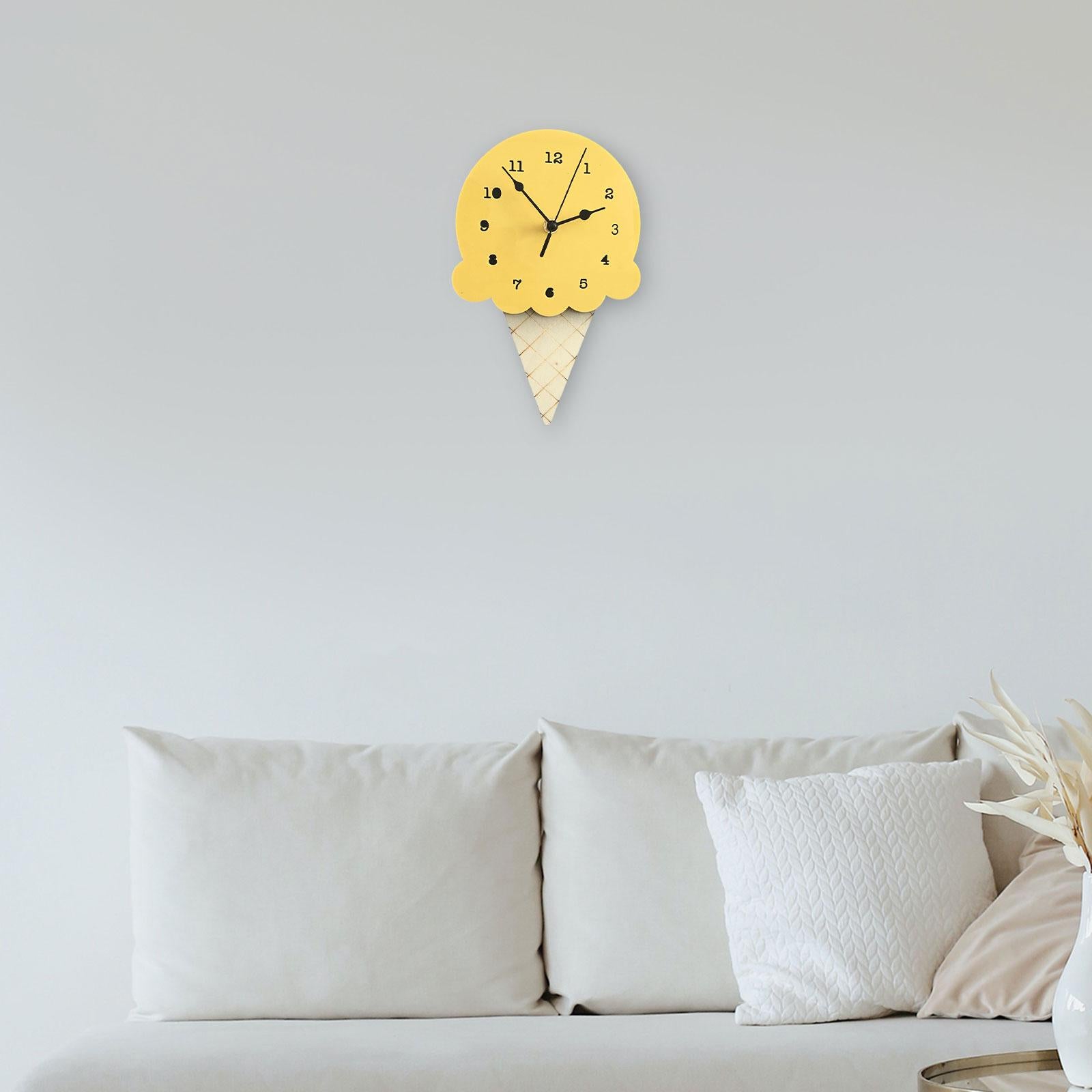 Wall Clock Simple Wall Decorative Clock for Living Room Kids Wall Home Decor Yellow