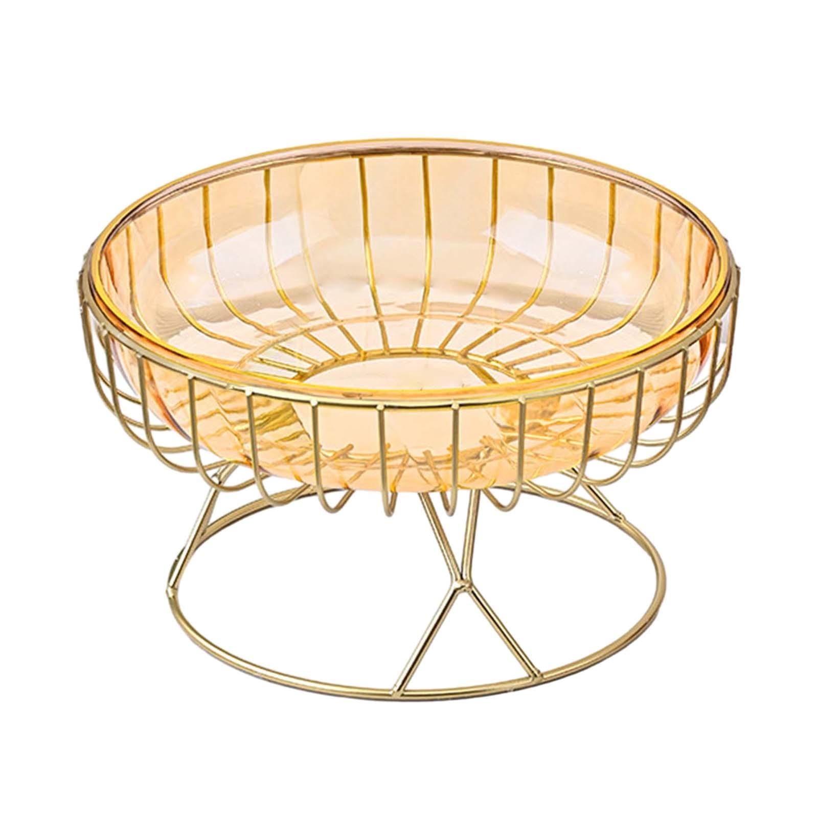Metal Wire Fruit Basket Removable Fruit Bowl for Pantry Dining Table Counter Yellow M