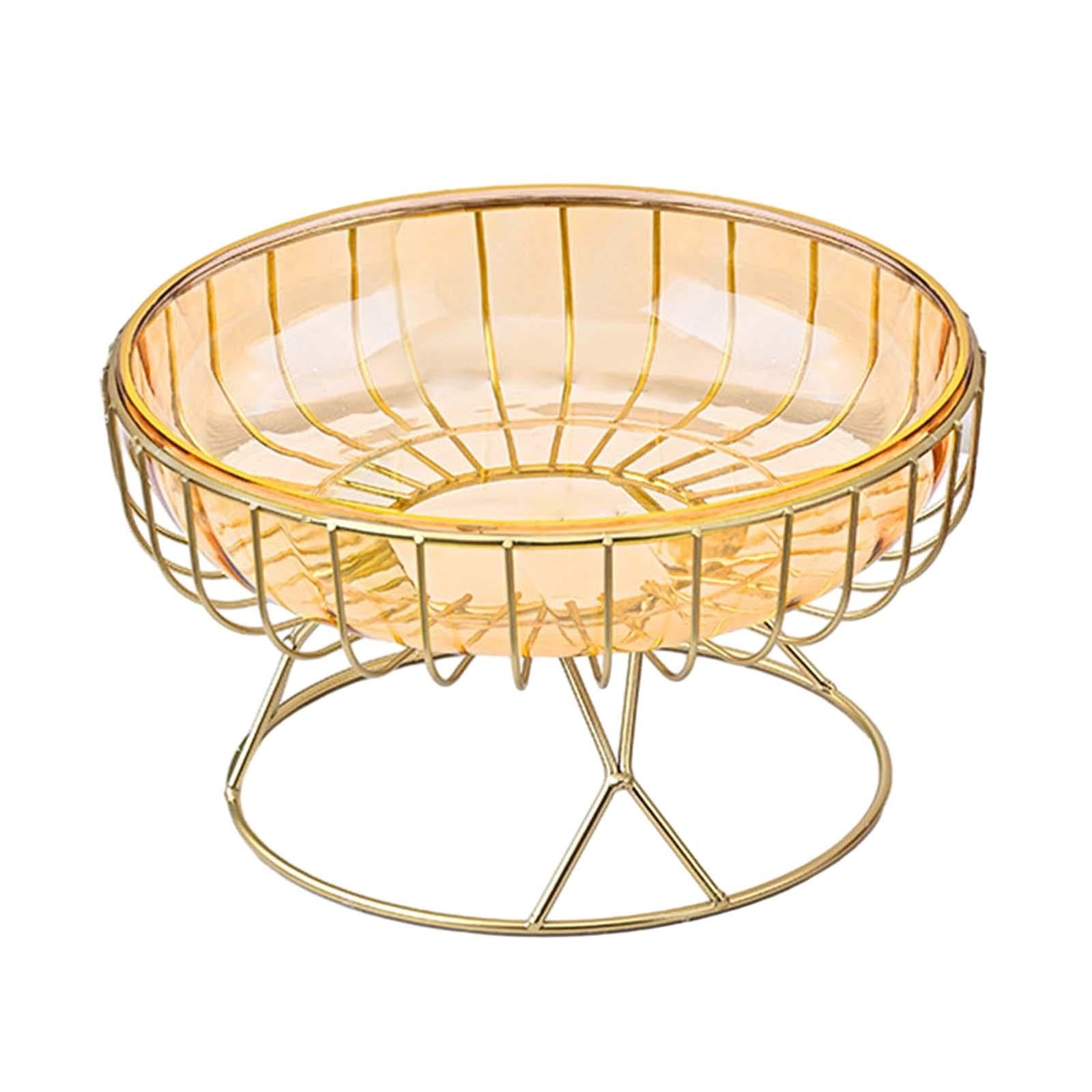 Metal Wire Fruit Basket Removable Fruit Bowl for Pantry Dining Table Counter Yellow M