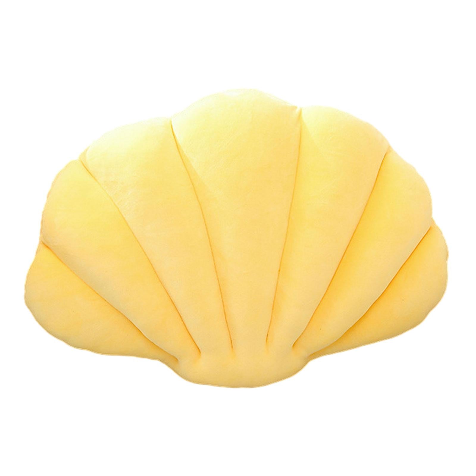 Shell Decorative Pillow Clam Pillow Floor Cushion for Living Room Bed Office Yellow