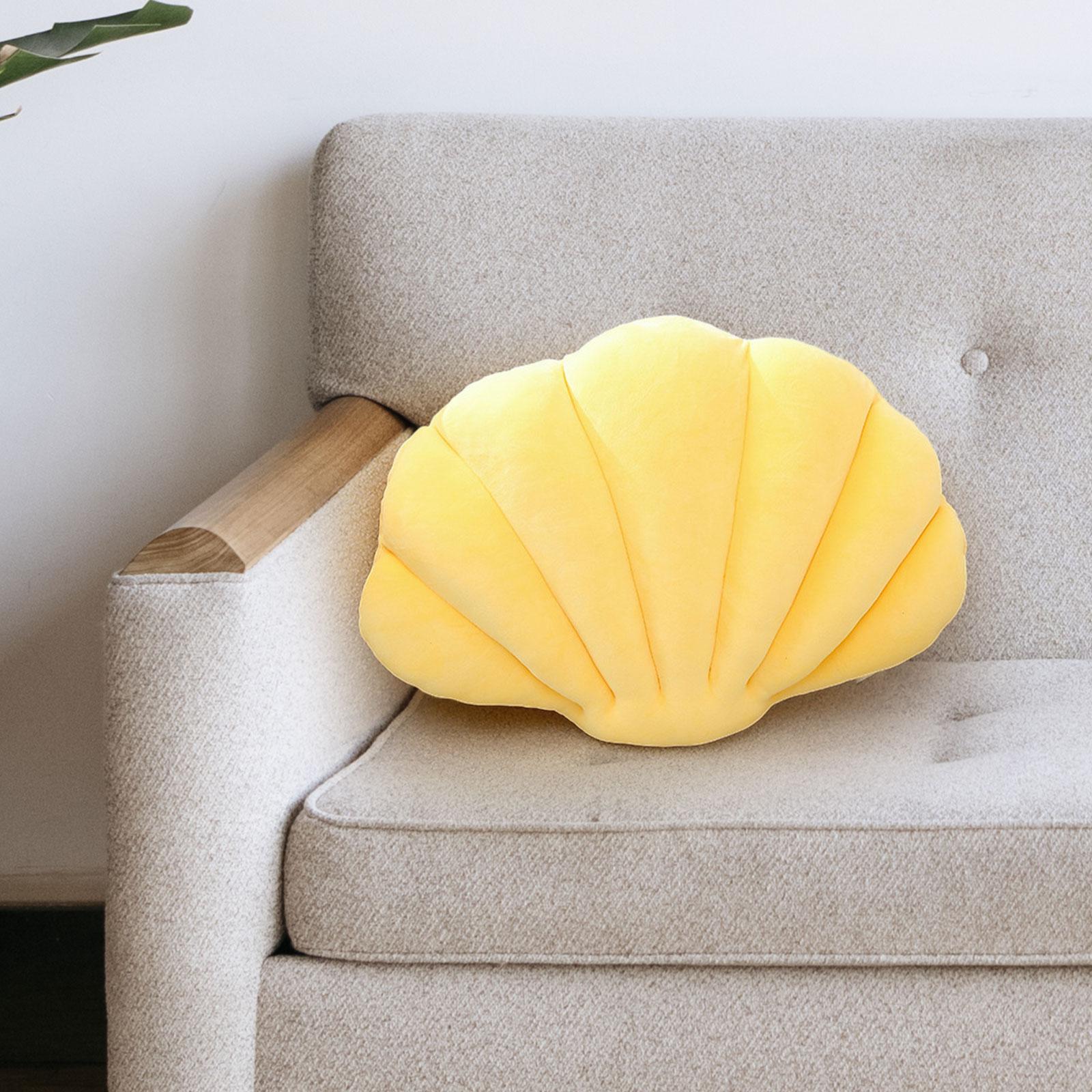 Shell Decorative Pillow Clam Pillow Floor Cushion for Living Room Bed Office Yellow